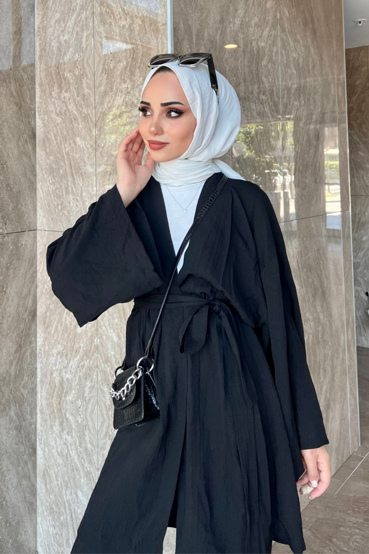 Müslin Kimono Takım SİYAH
