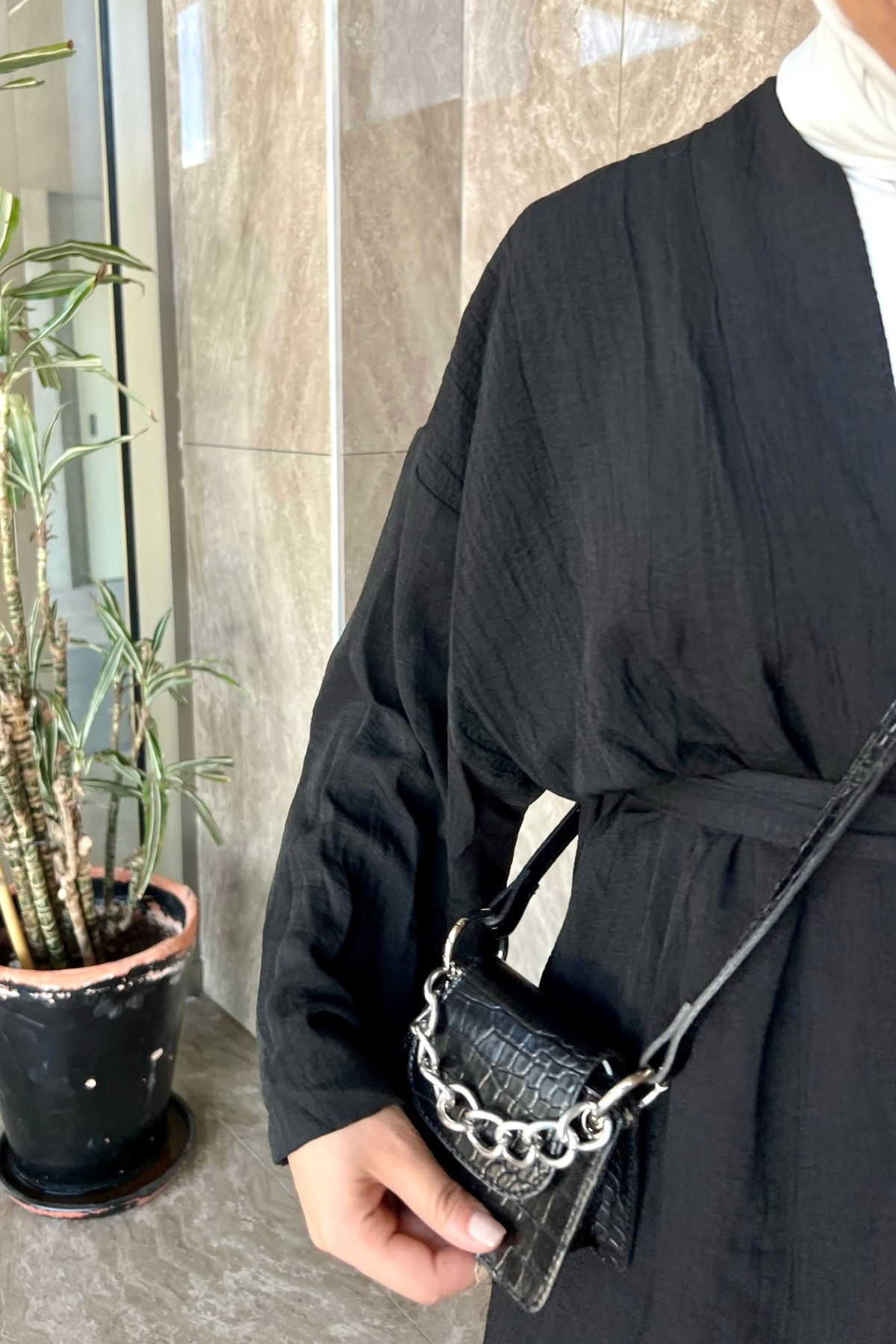 Müslin Kimono Takım SİYAH