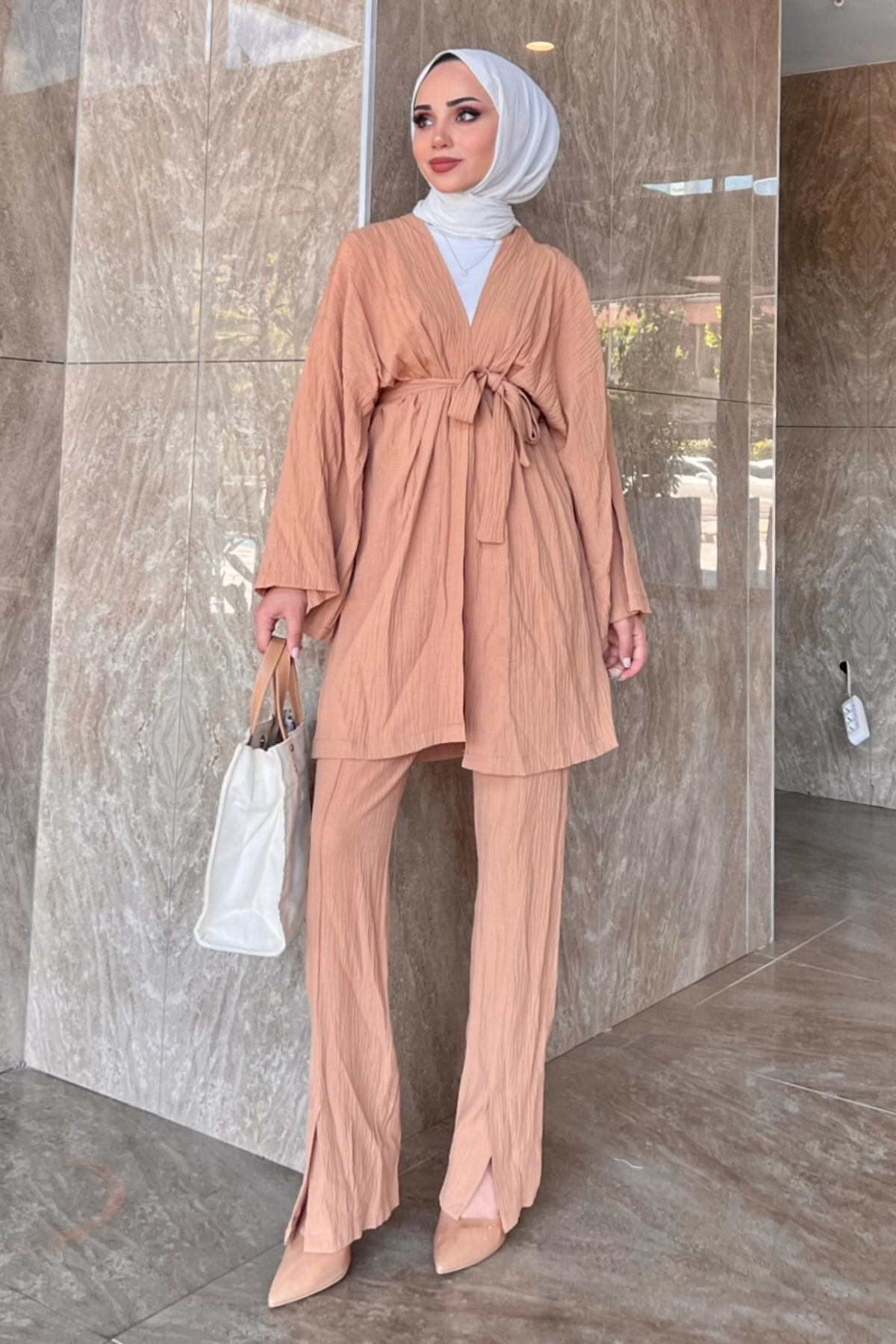 Müslin Kimono Takım VİZON