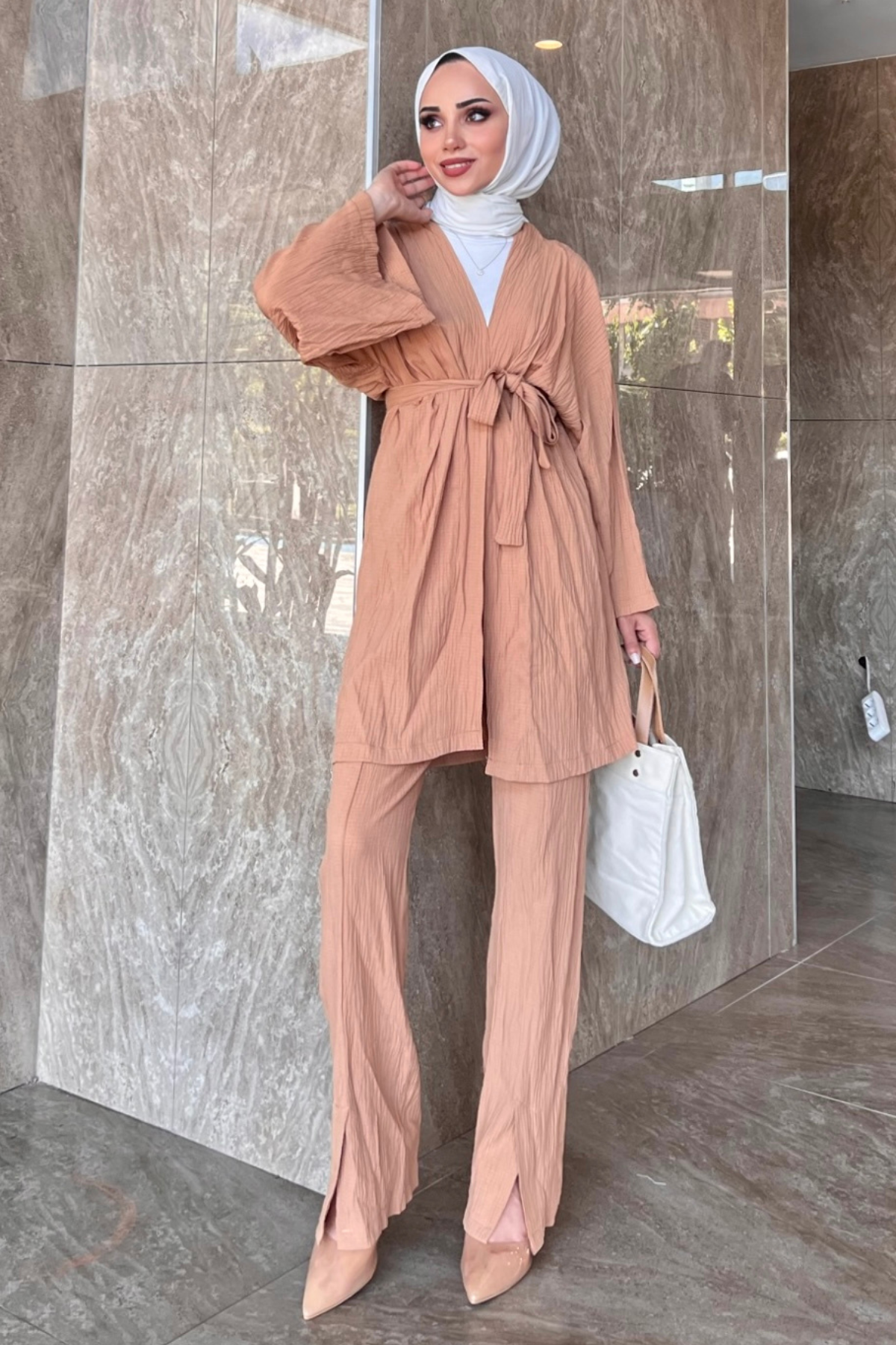 Müslin Kimono Takım VİZON