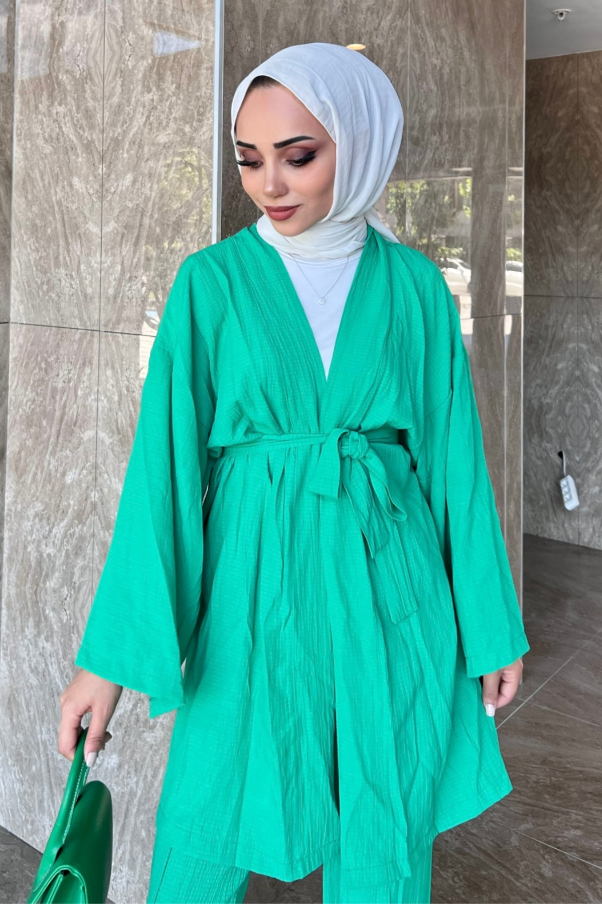 Müslin Kimono Takım YEŞİL