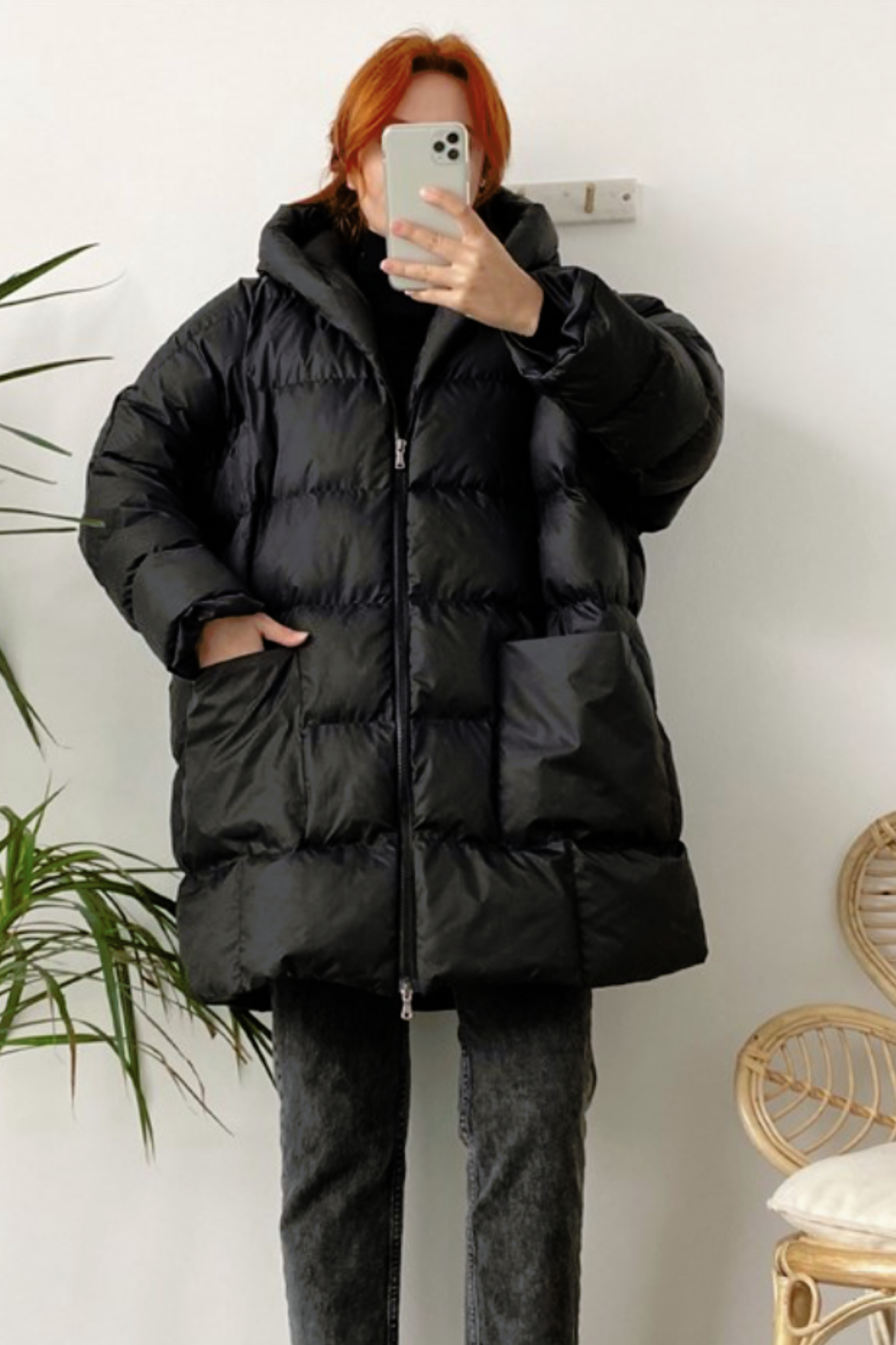 Oversize Yorgan Mont Siyah