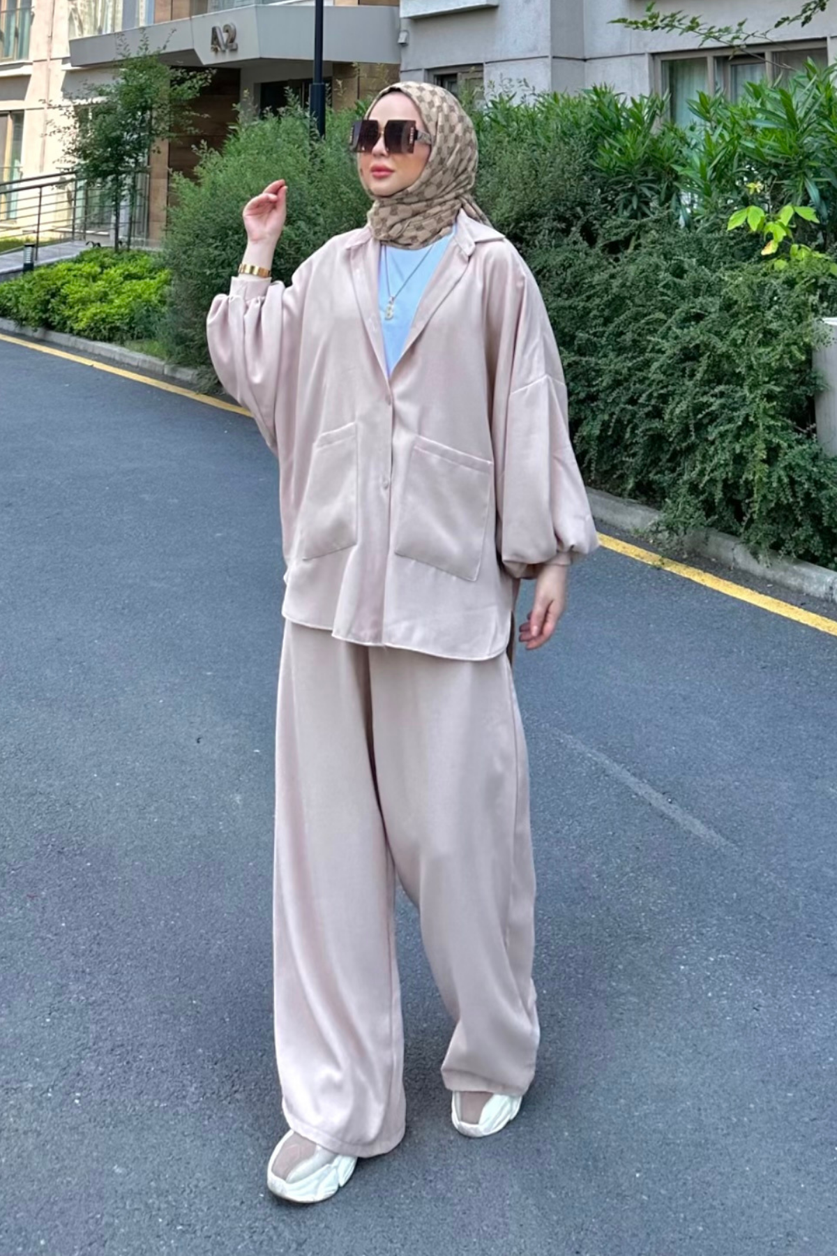 Perla Cepli Oversize Takım BEJ