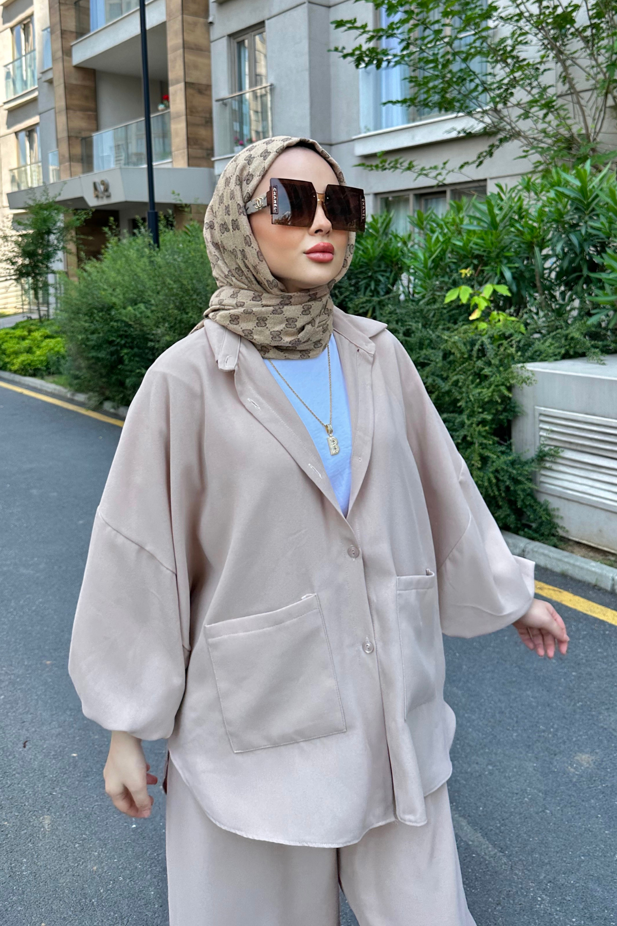 Perla Cepli Oversize Takım BEJ