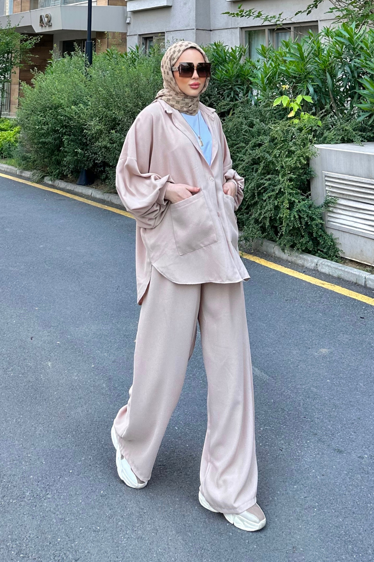 Perla Cepli Oversize Takım BEJ