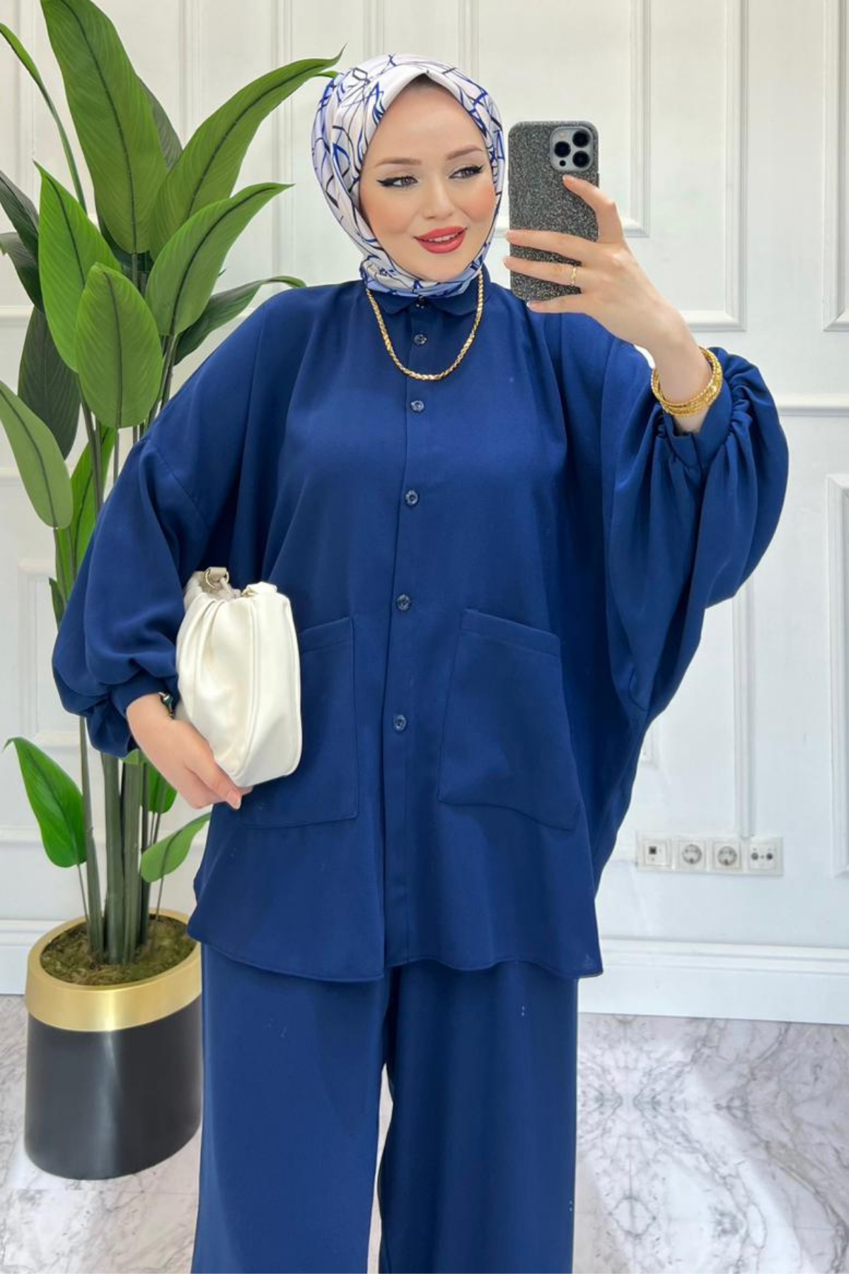 Perla Cepli Oversize Takım LACİVERT