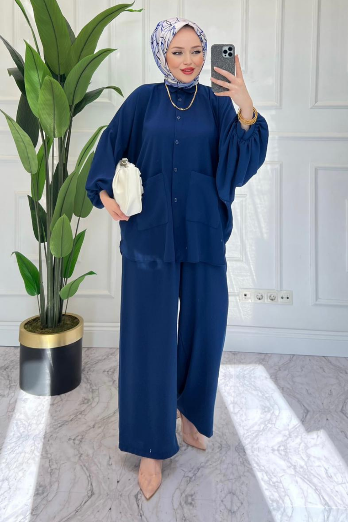 Perla Cepli Oversize Takım LACİVERT