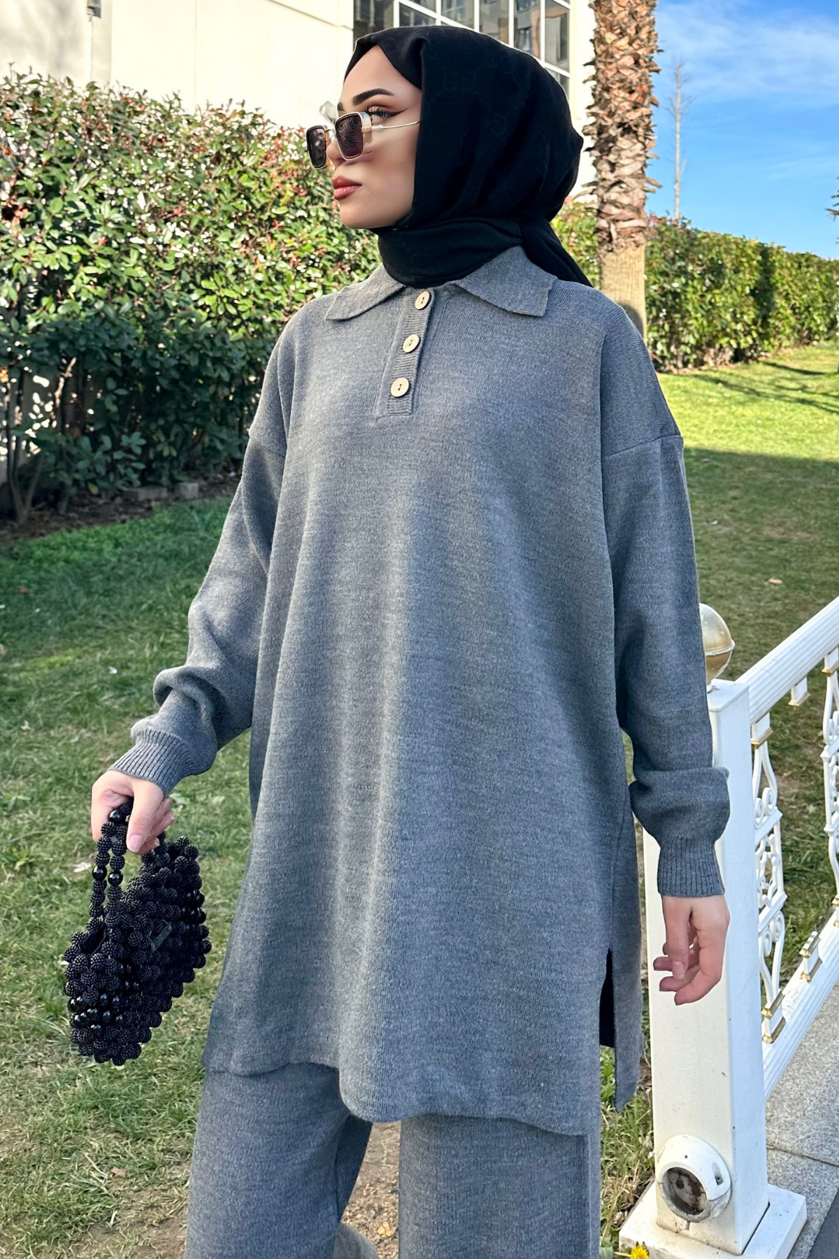 Polo Yaka Triko Takım GRİ