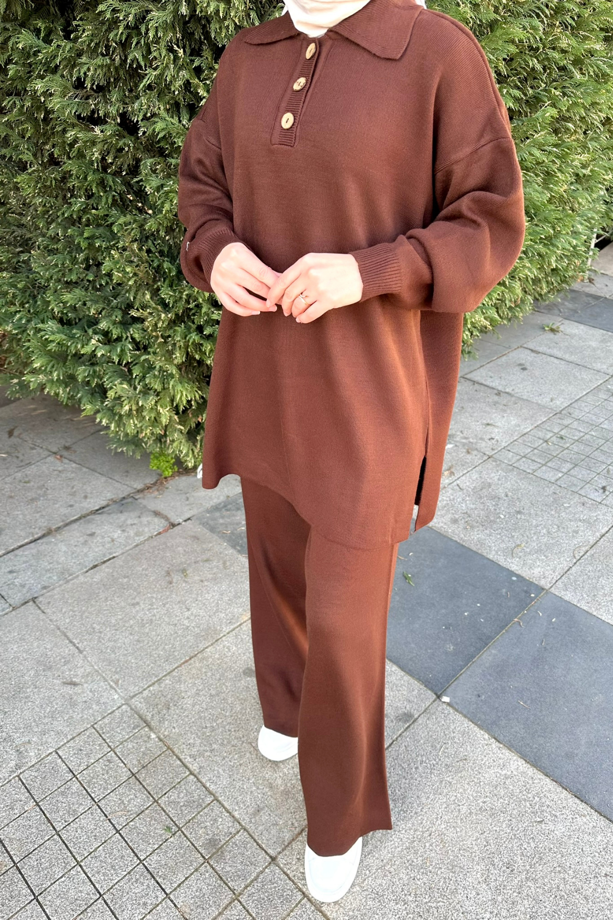 Polo Yaka Triko Takım KAHVE