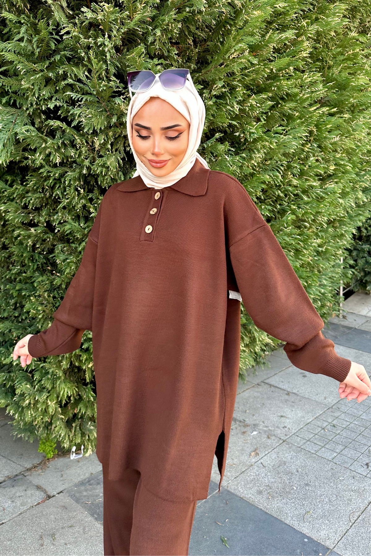 Polo Yaka Triko Takım KAHVE