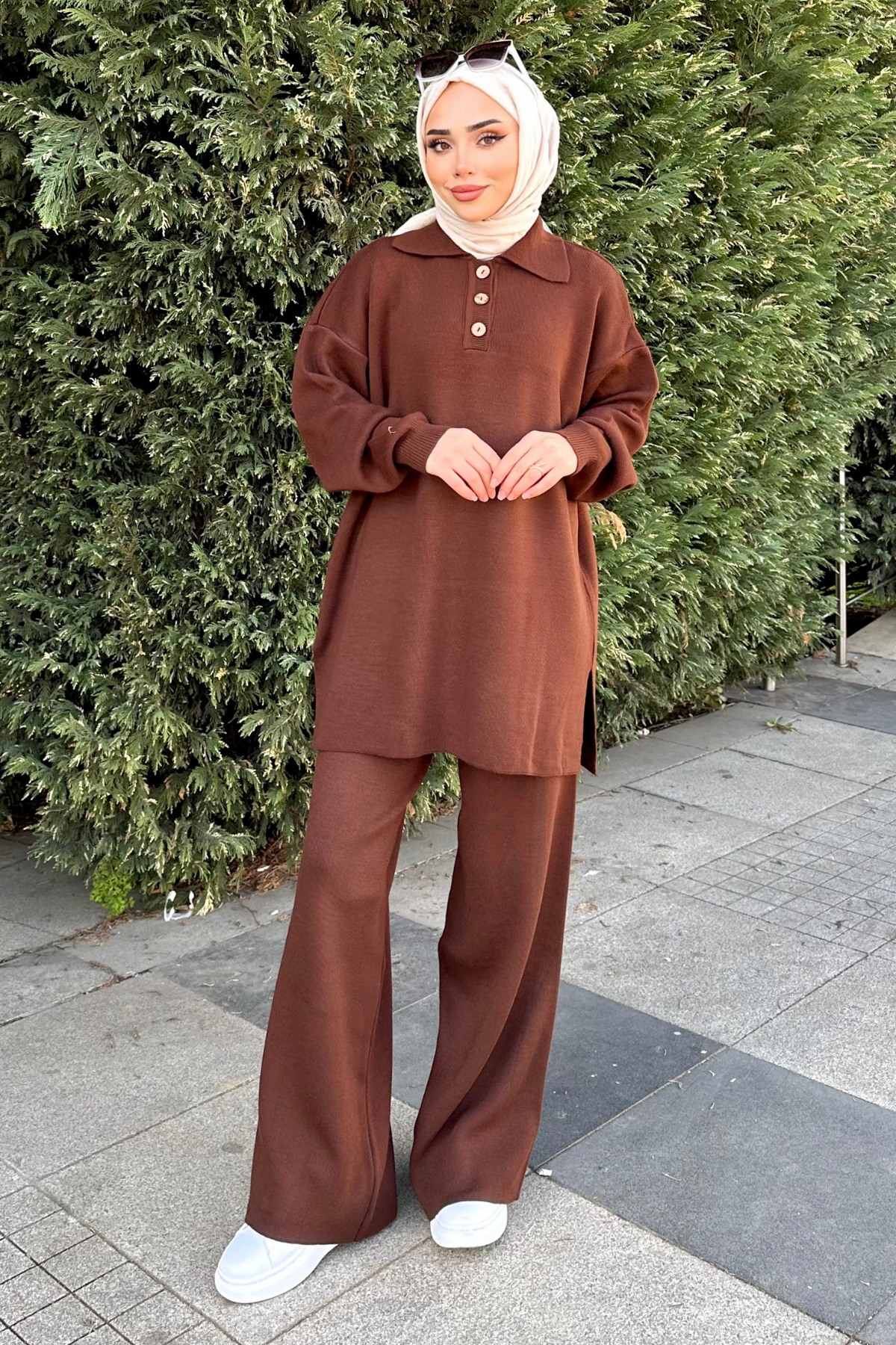 Polo Yaka Triko Takım KAHVE