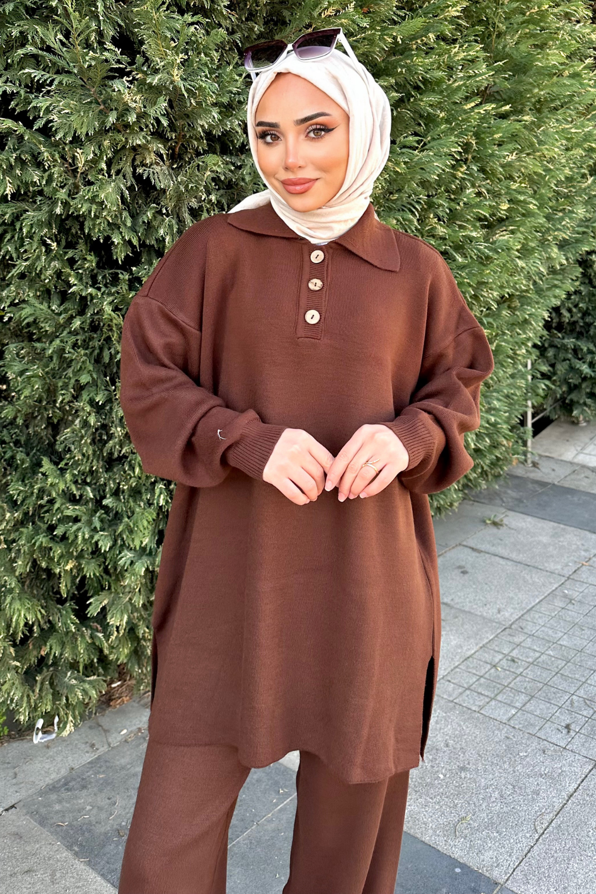 Polo Yaka Triko Takım KAHVE