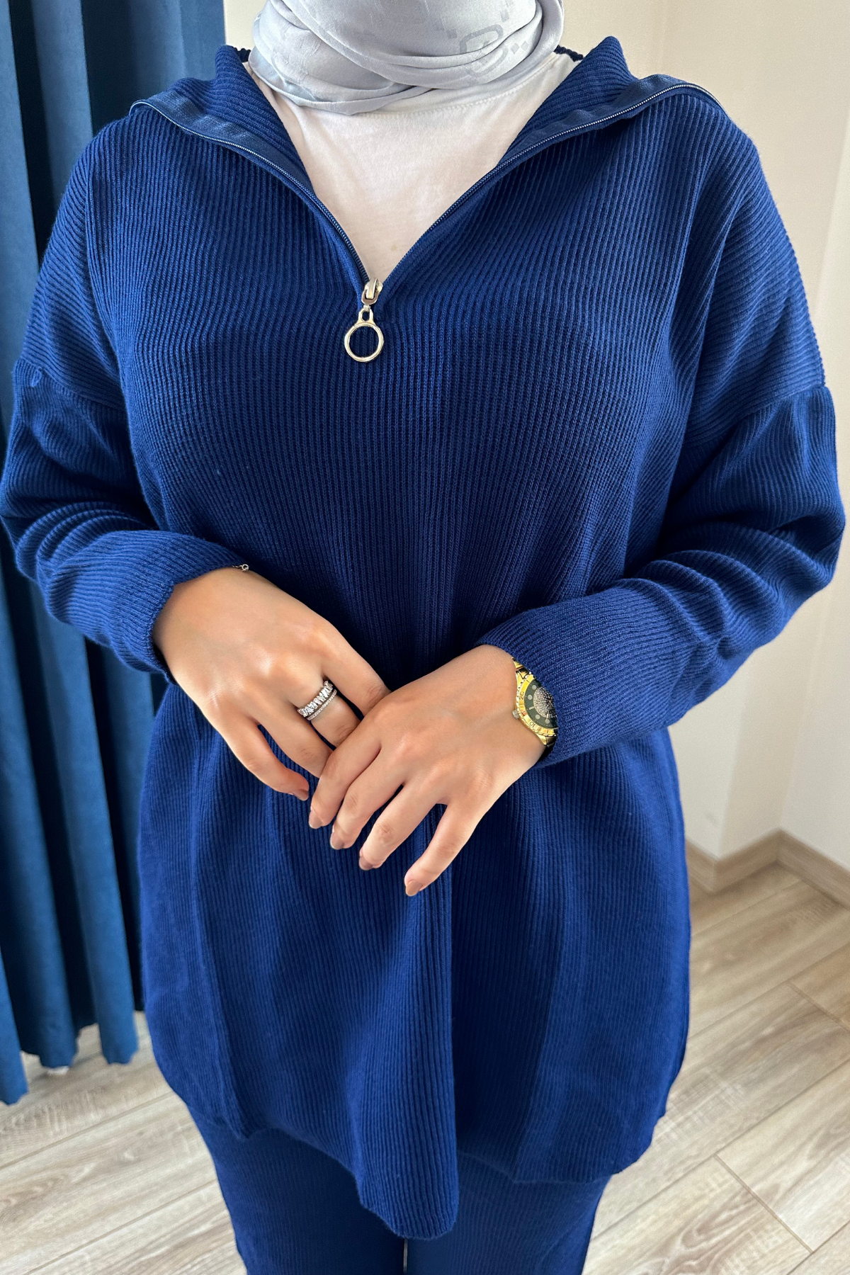 Premium Fermuarlı Triko Takım LACİVERT