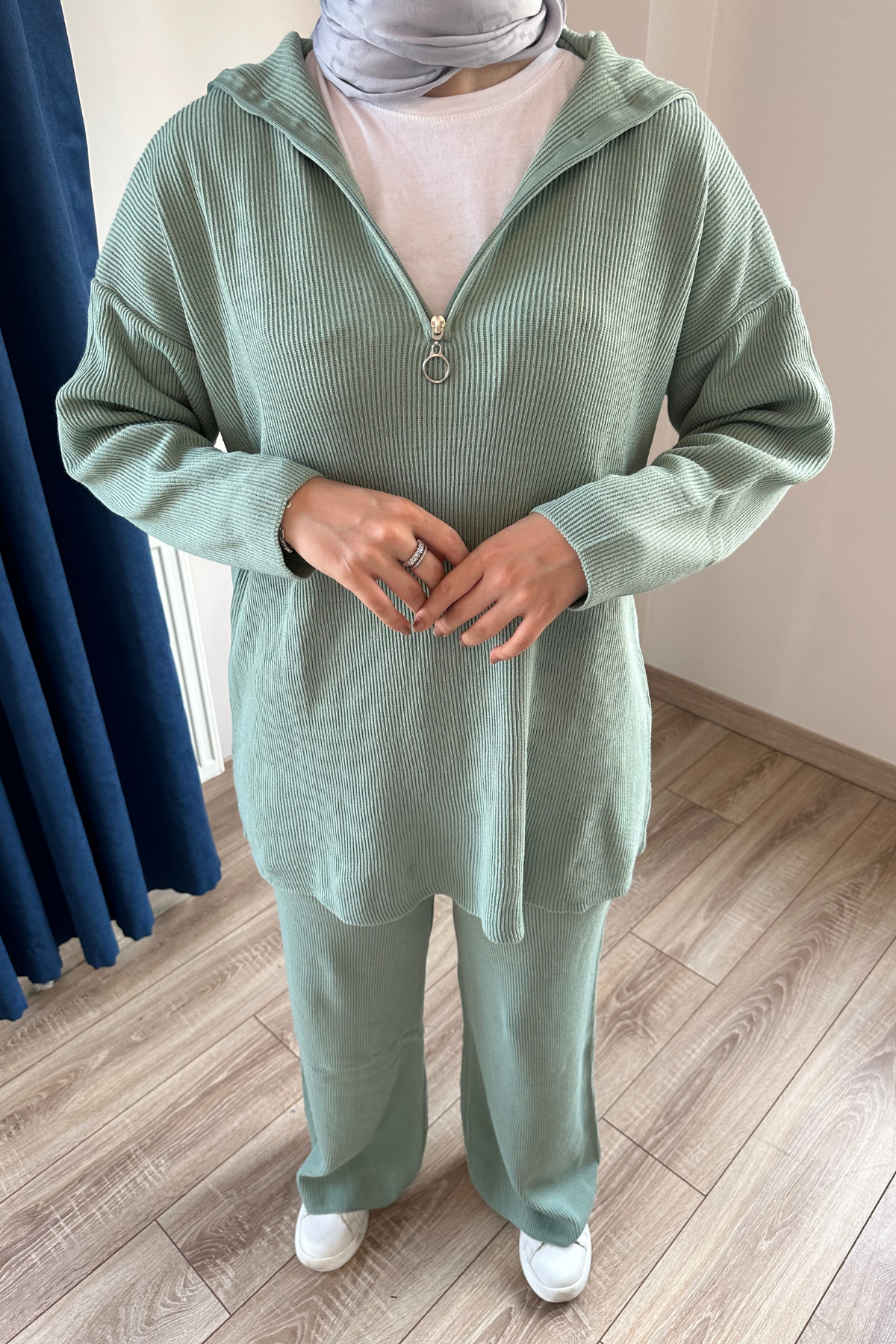 Premium Fermuarlı Triko Takım MİNT