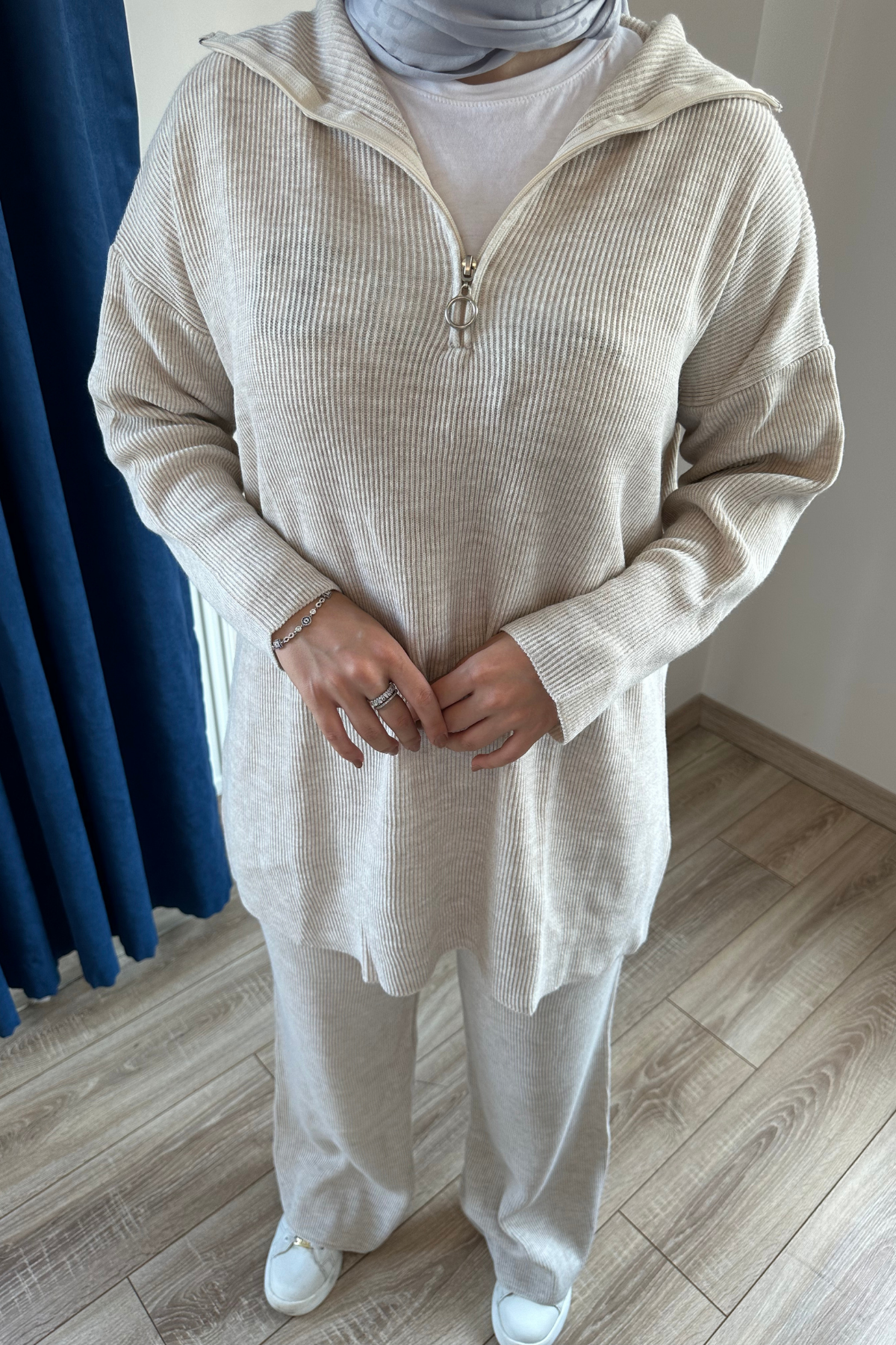 Premium Fermuarlı Triko Takım TAŞ