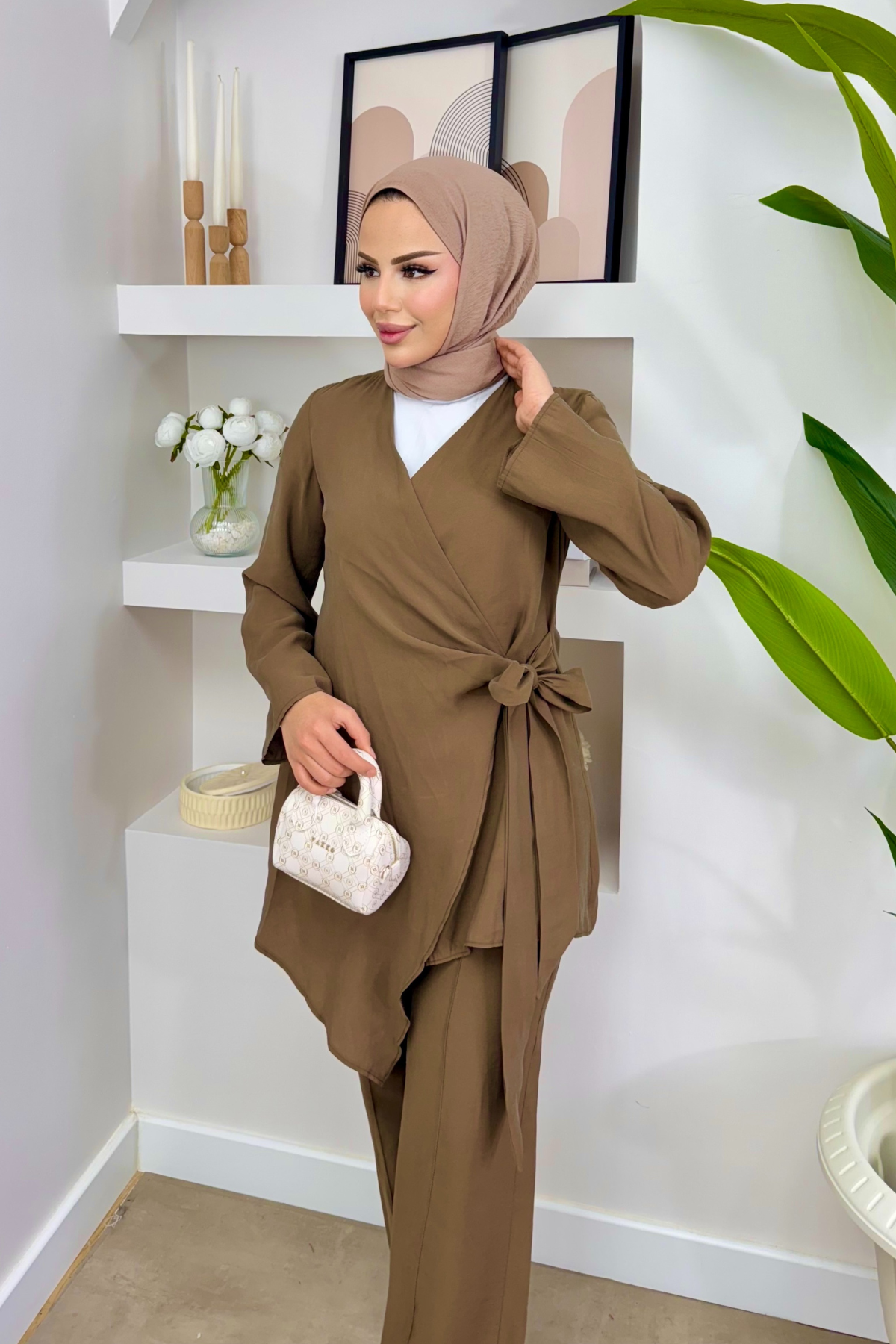 Sesa Tensel Bağlamalı Premium Takım KAHVE