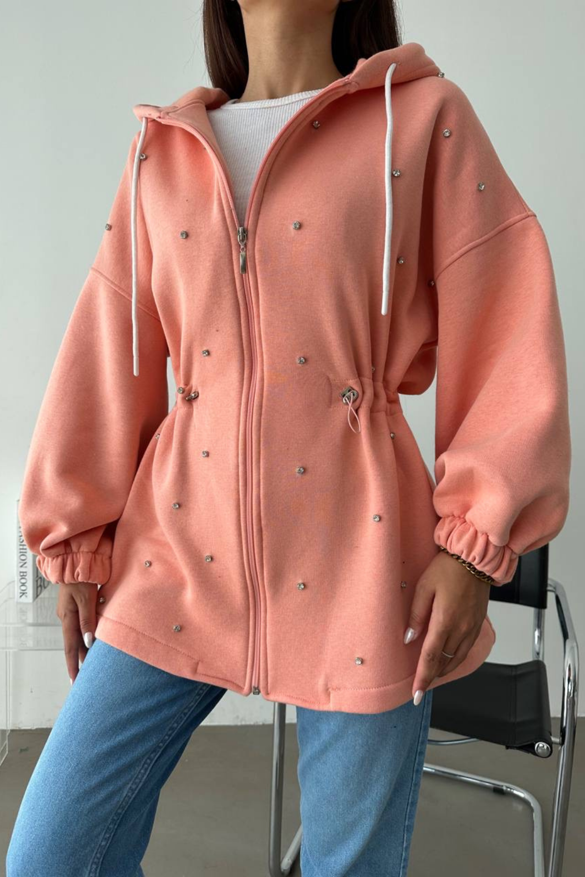 Shine Taşlı Hırka PEMBE