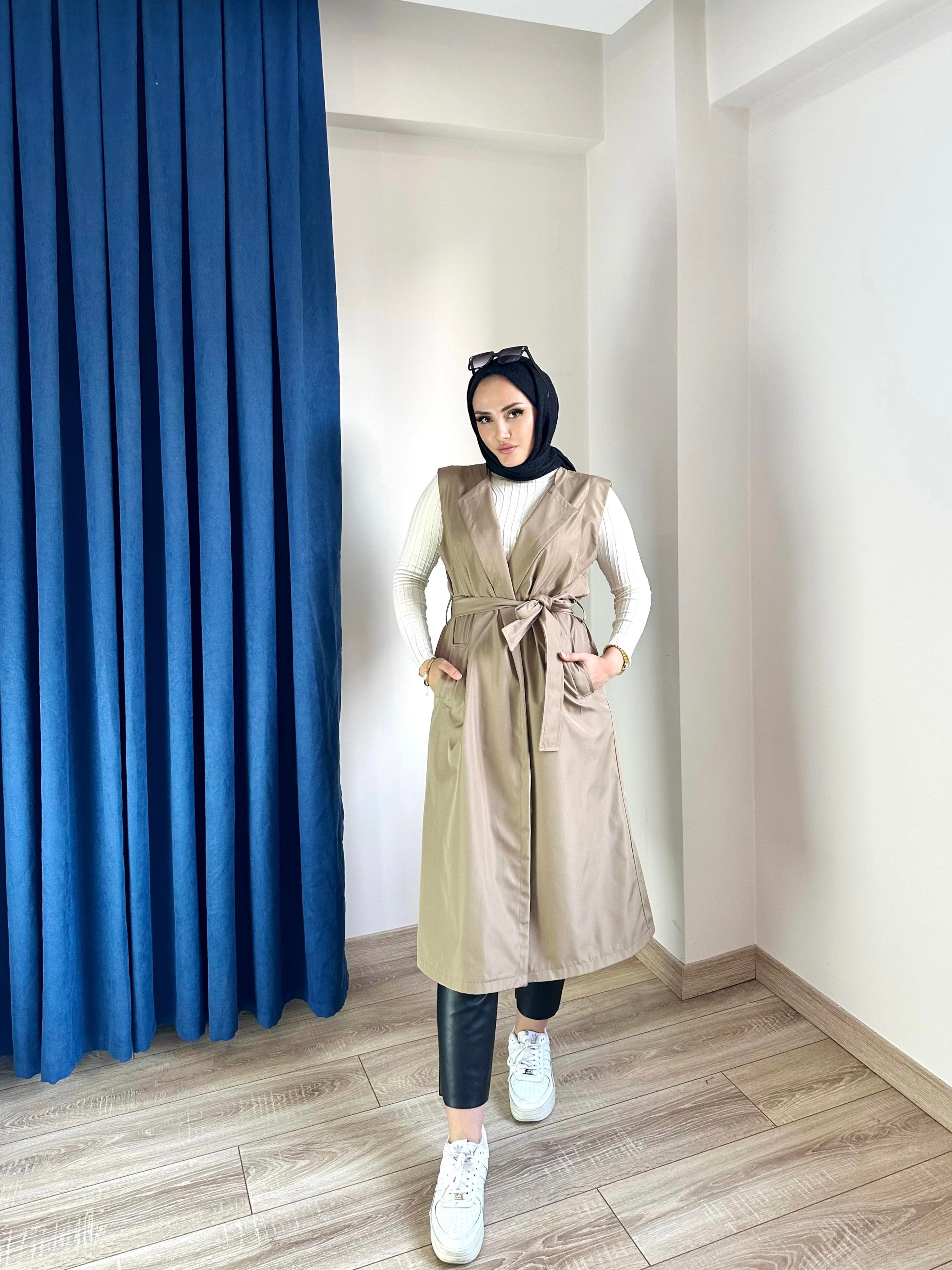 Tasarım Çift Parçalı Trenç Camel