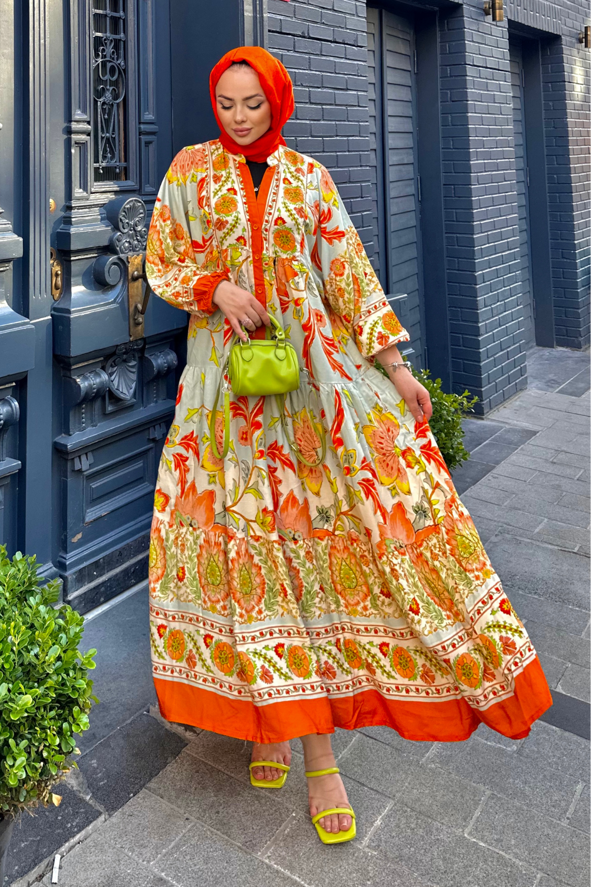 Zra Model Viskon Elbise TURUNCU