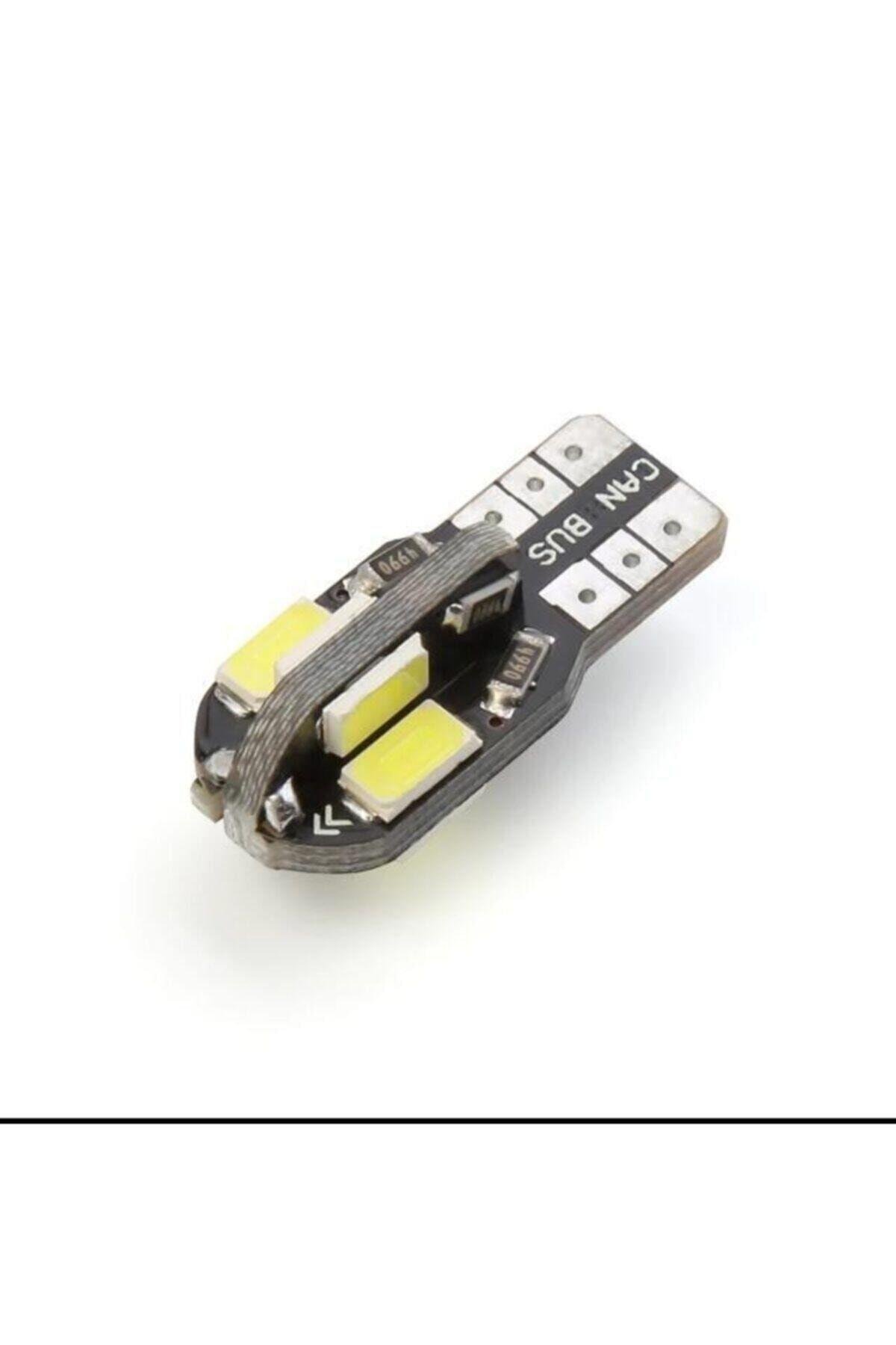 T10 Led Metal Ultra W5w 8 Ledli Beyaz Park Tavan Plaka Ampülü 2adet