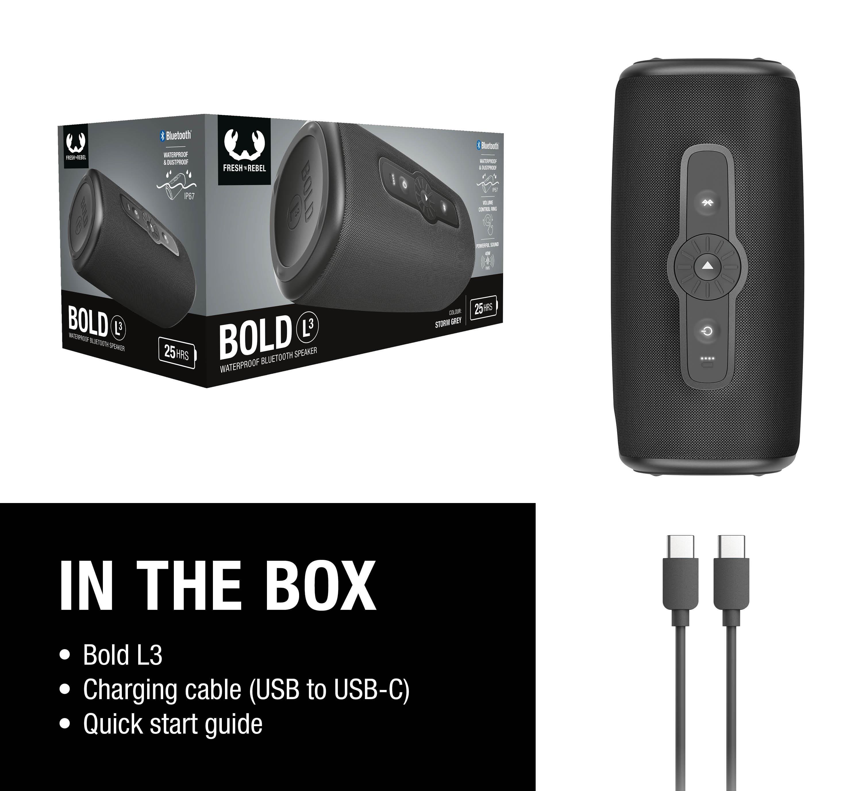BOLD L3 Taşınabilir 40W Bluetooth Hoparlör Fırtına Grisi