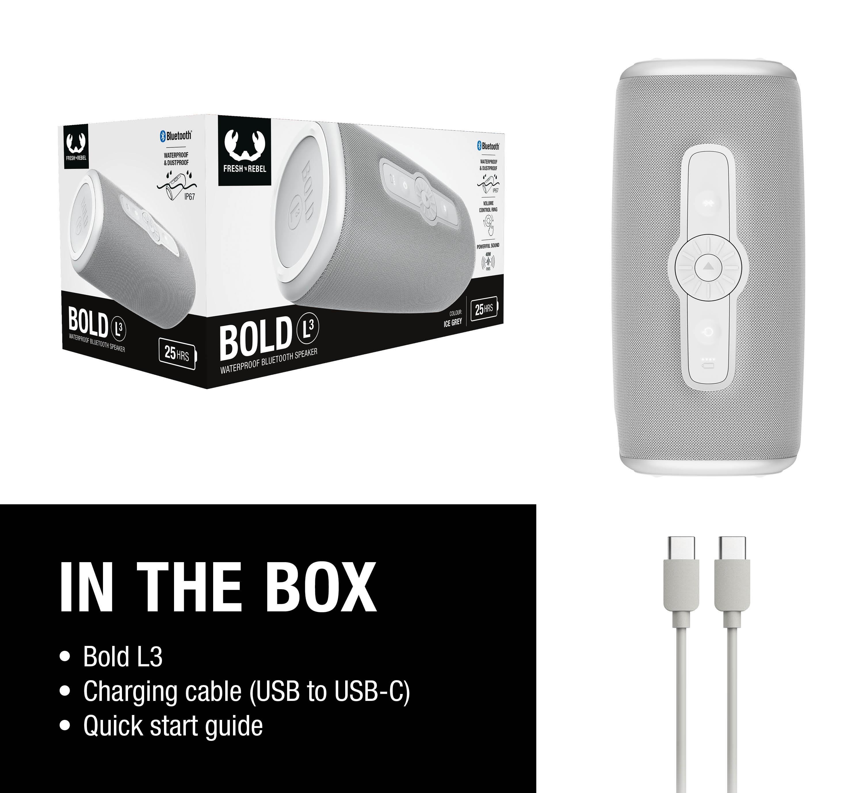 BOLD L3 Taşınabilir 40W Bluetooth Hoparlör Buz Grisi