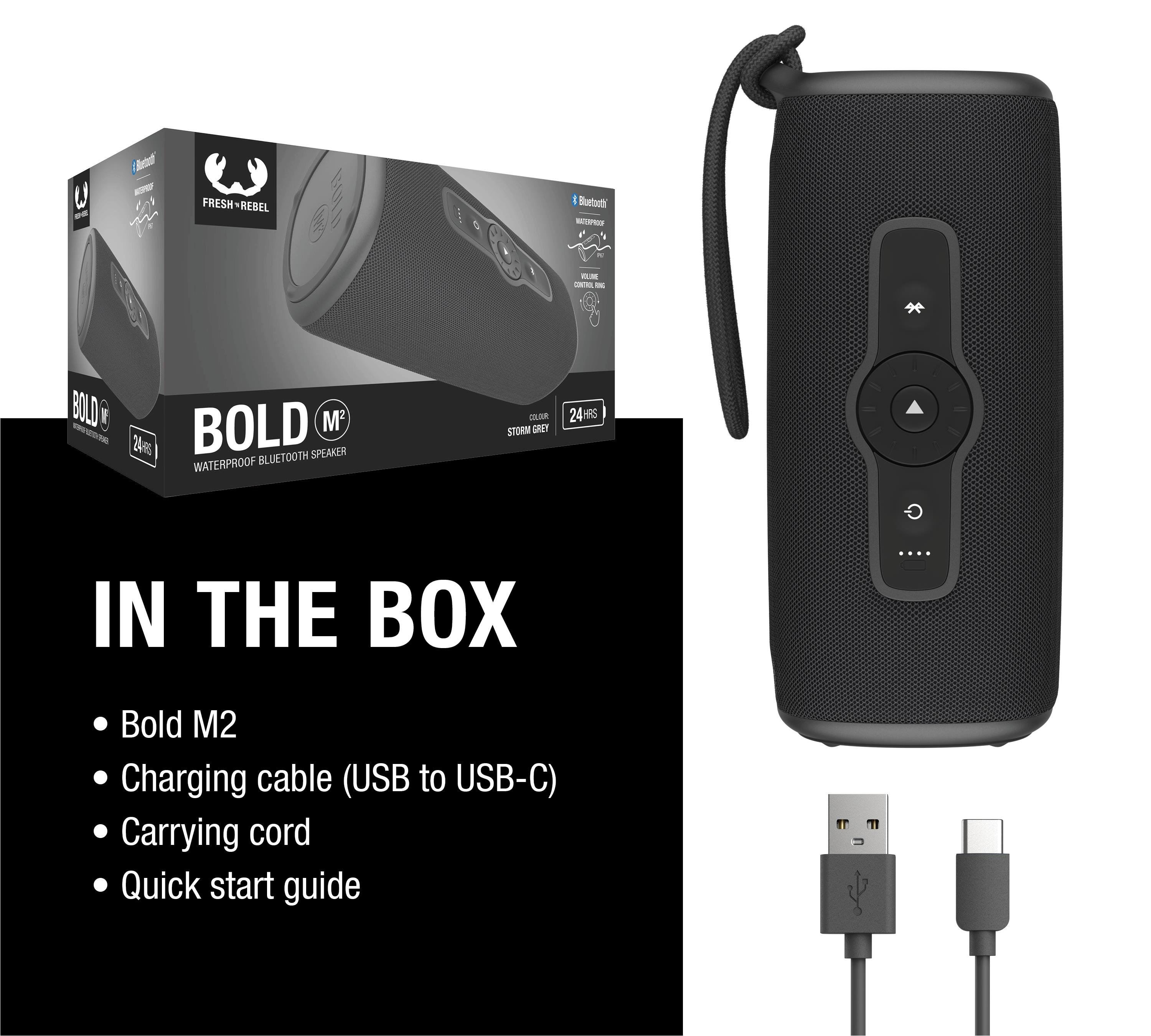 Bold M2 Taşınabilir 30W Bluetooth Hoparlör Fırtına Grisi