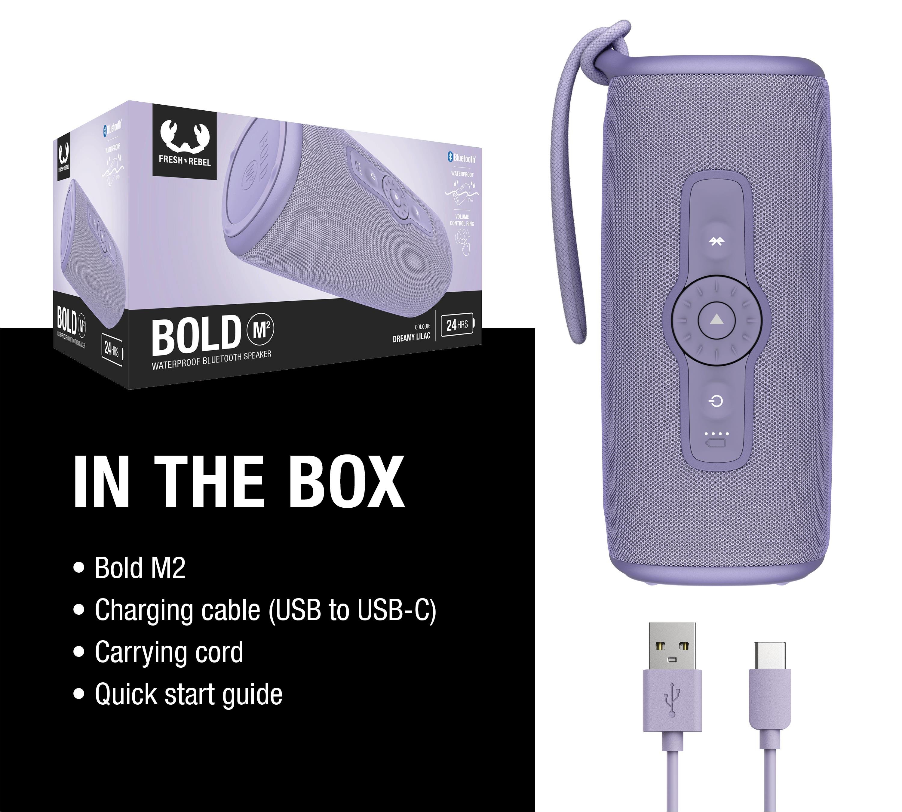 Bold M2 Taşınabilir 30W Bluetooth Hoparlör Açık Lila