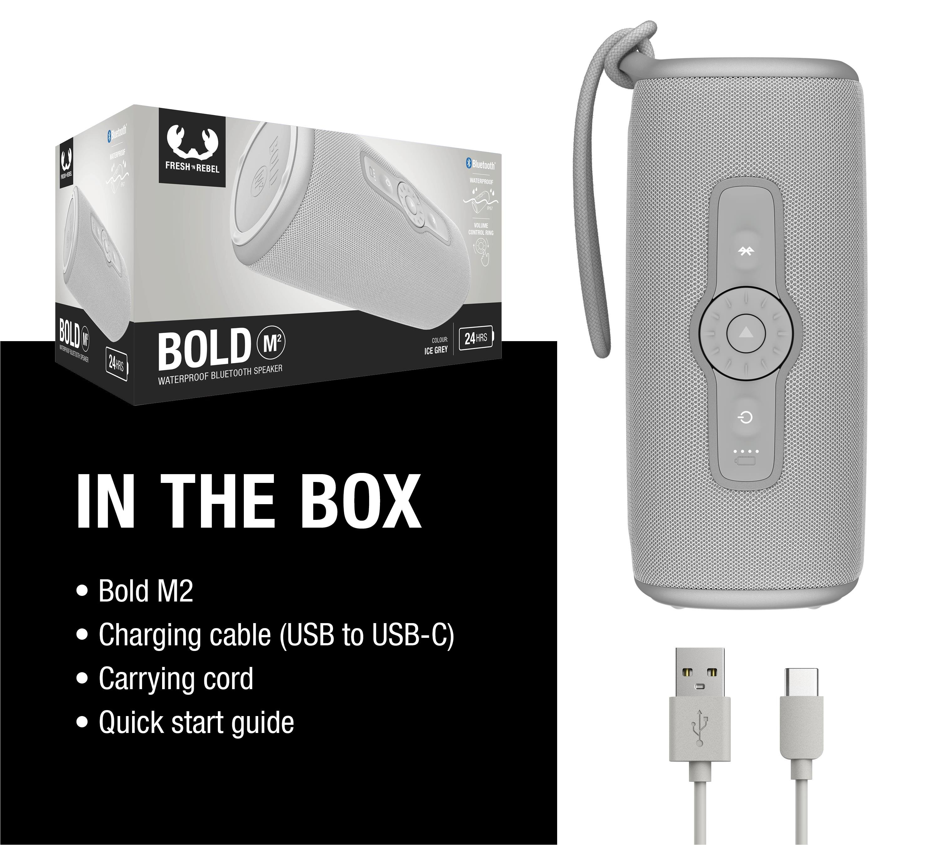 Bold M2 Taşınabilir 30W Bluetooth Hoparlör Buz Grisi