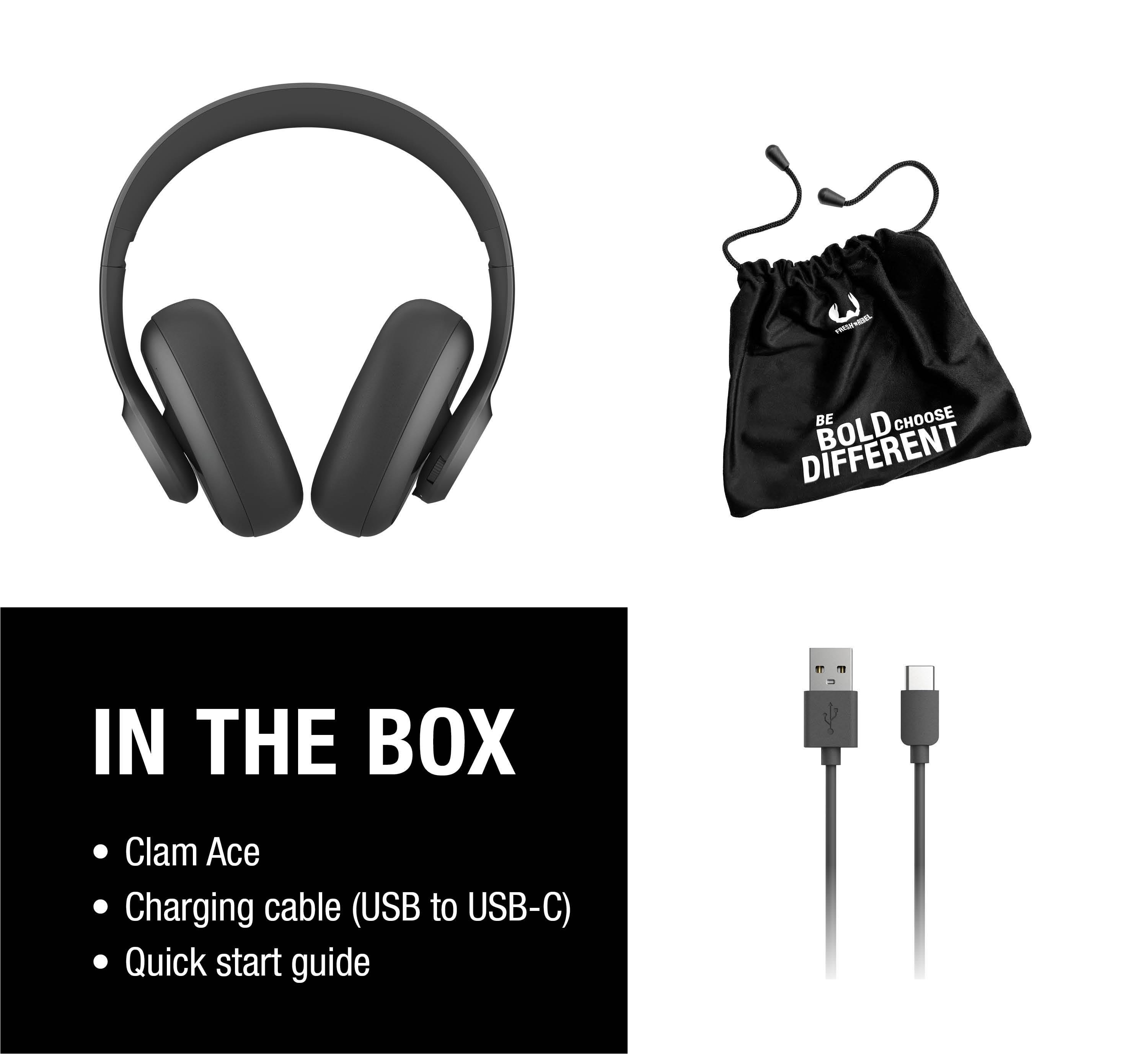 Clam Ace Hybrid ANC ENC Kulak Üstü Kablosuz Bluetooth Kulaklık Fırtına  Grisi
