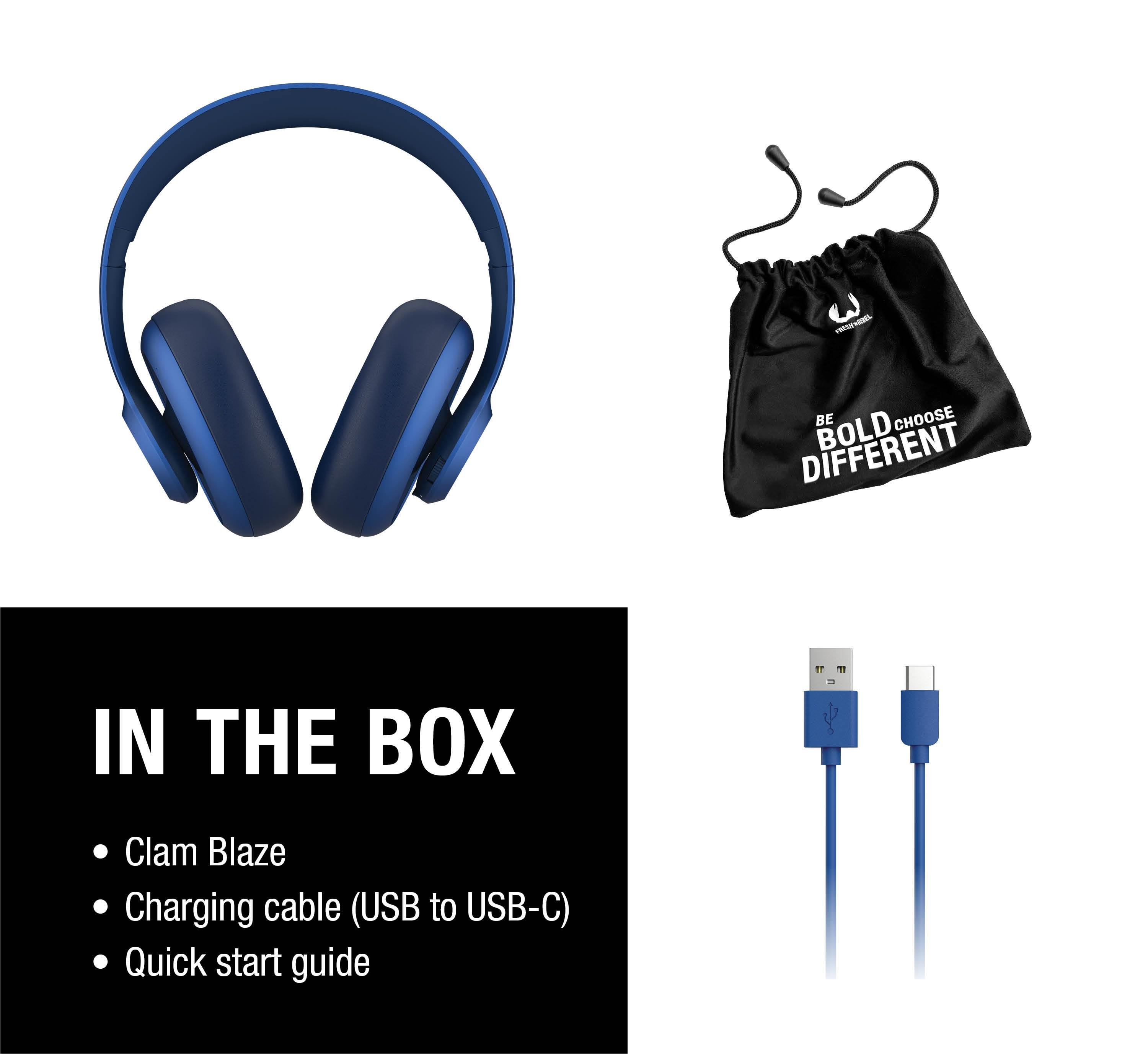 Clam Blaze ENC Multi Connect Kulak Üstü Kablosuz Bluetooth Kulaklık Gerçek Mavi