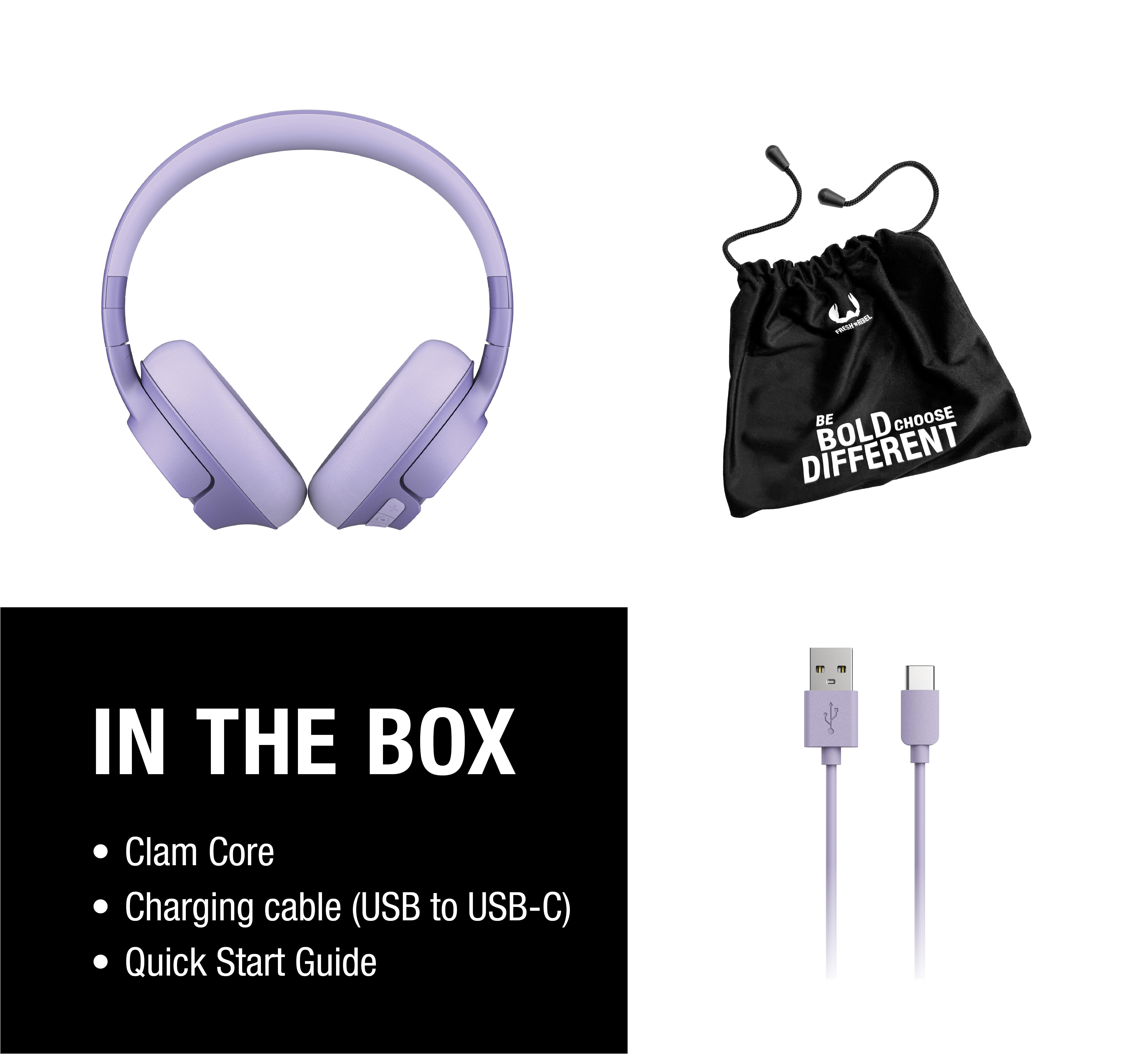 Clam Core  Kulak Üstü Kablosuz Bluetooth Kulaklık Açık Lila