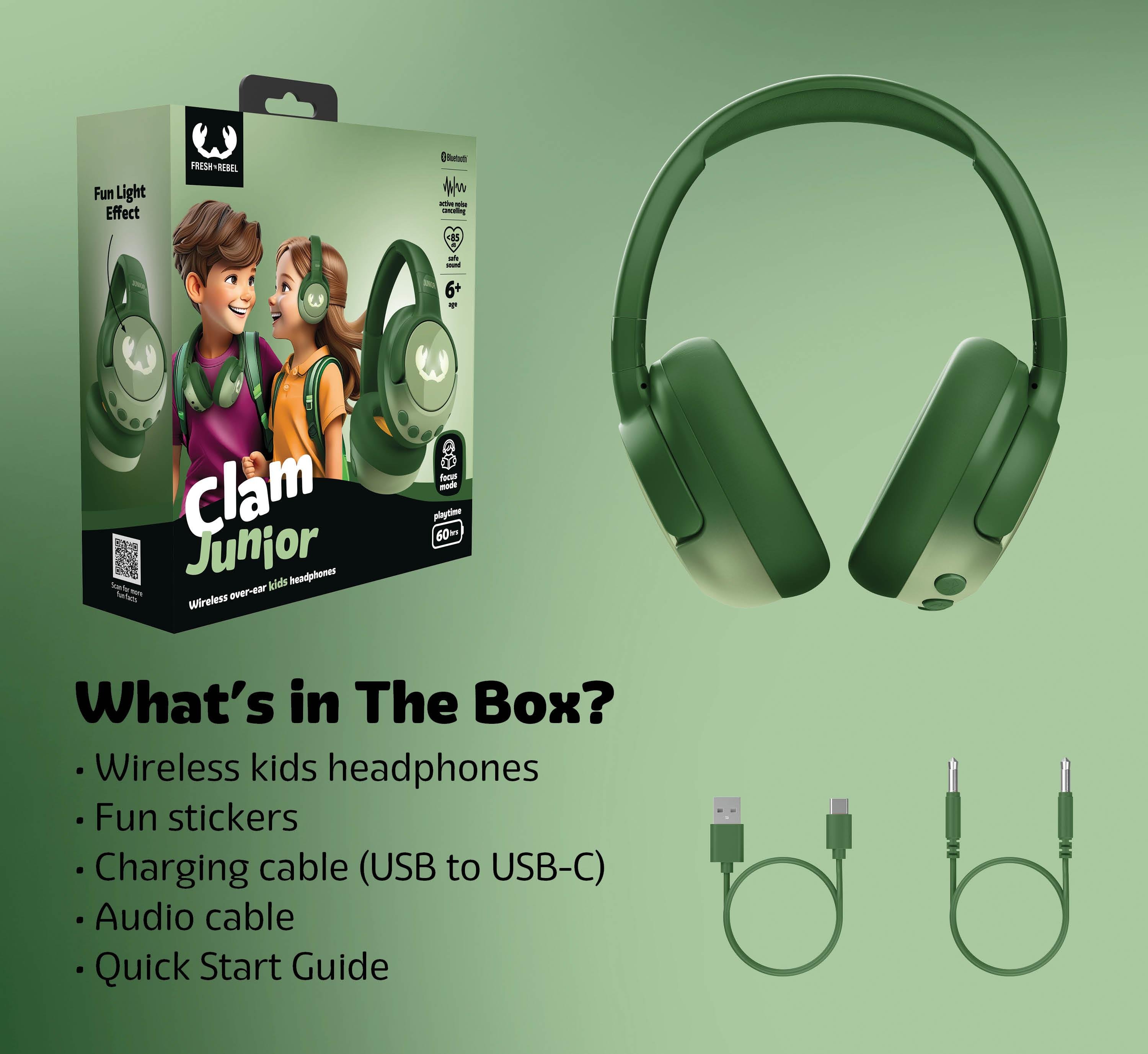 Clam Junior ANC Çocuk Kulak Üstü Kablosuz Bluetooth Kulaklık Şanslı Kertenkele 