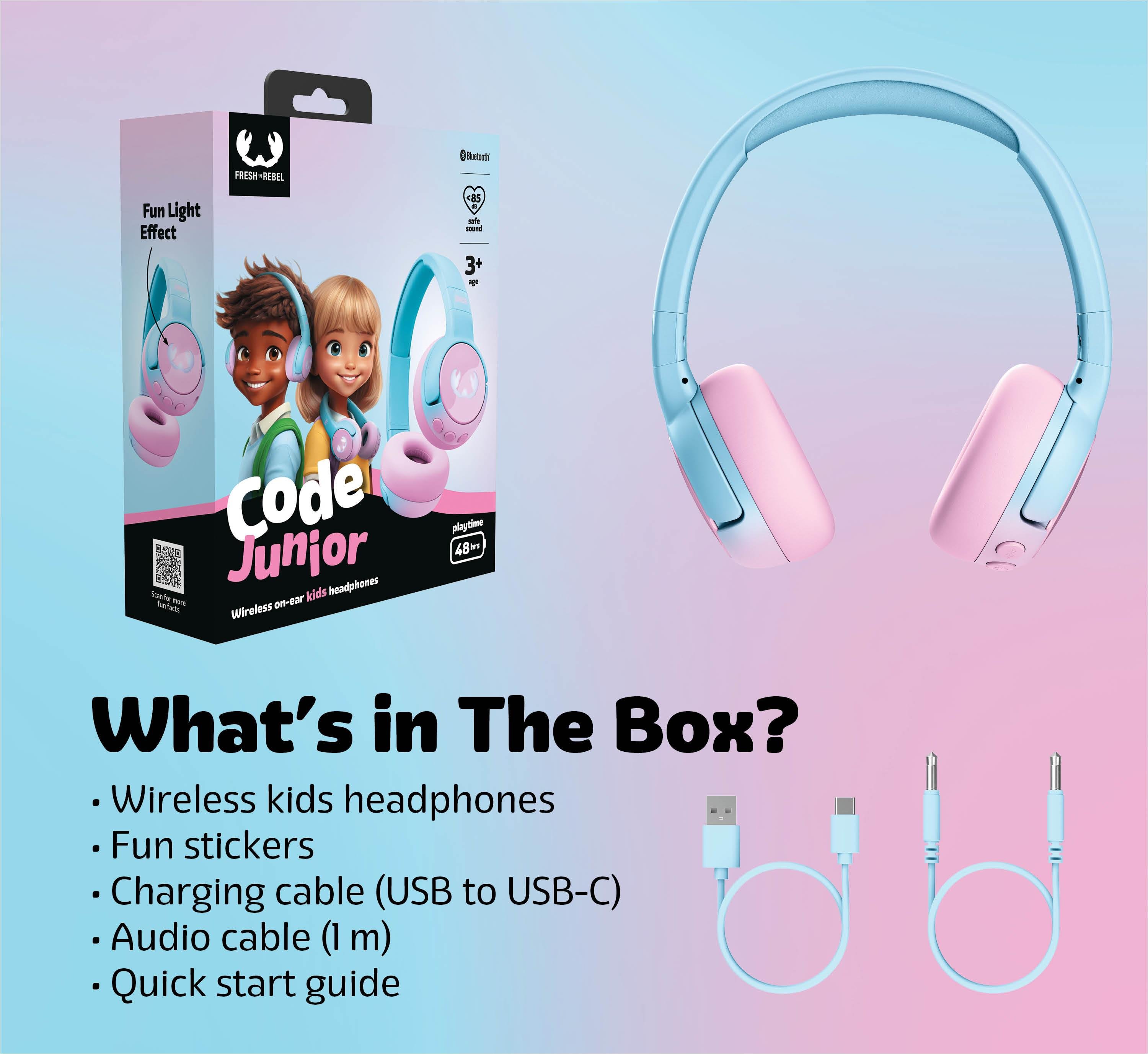 Code Junior Çocuk Kulak Üstü Kablosuz Bluetooth Kulaklık Pamuk Şekeri