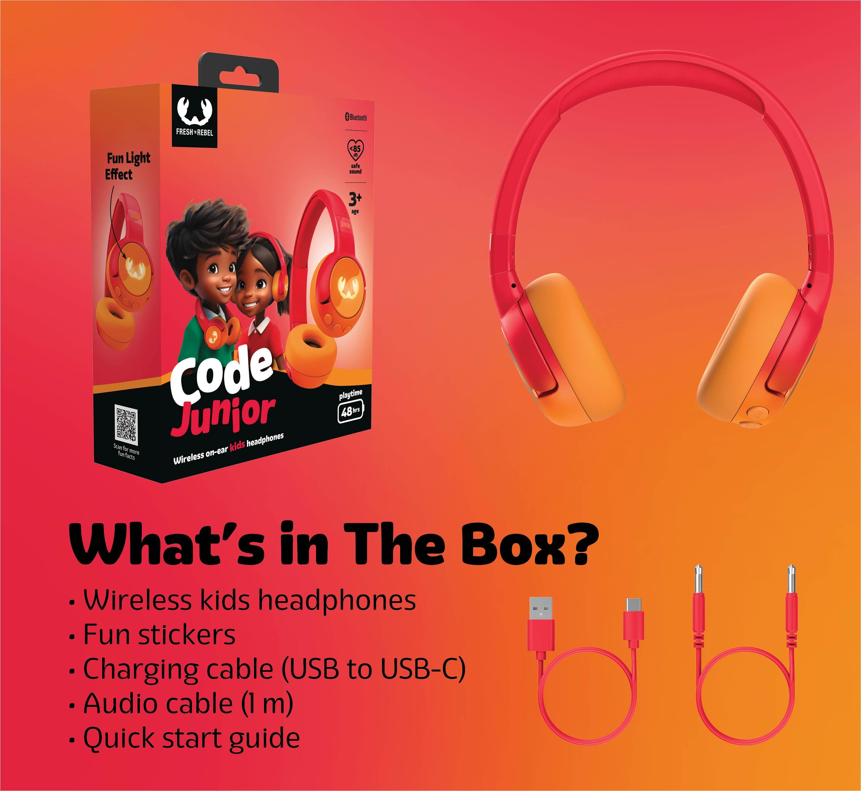 Code Junior Çocuk Kulak Üstü Kablosuz Bluetooth Kulaklık Neşeli Tilki