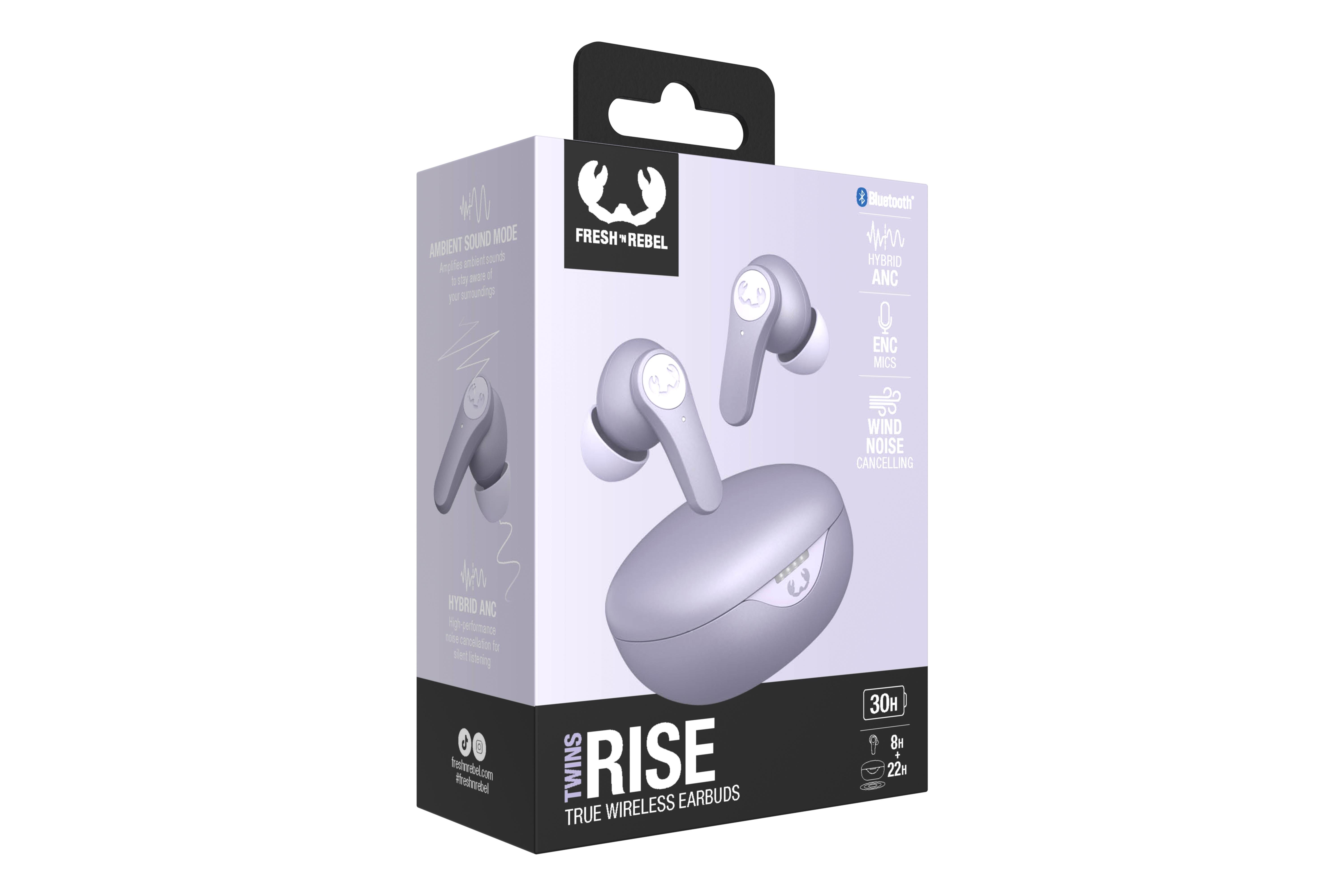 Twins Rise TWS ANC ENC Bluetooth Kulak İçi Kulaklık Açık Lila