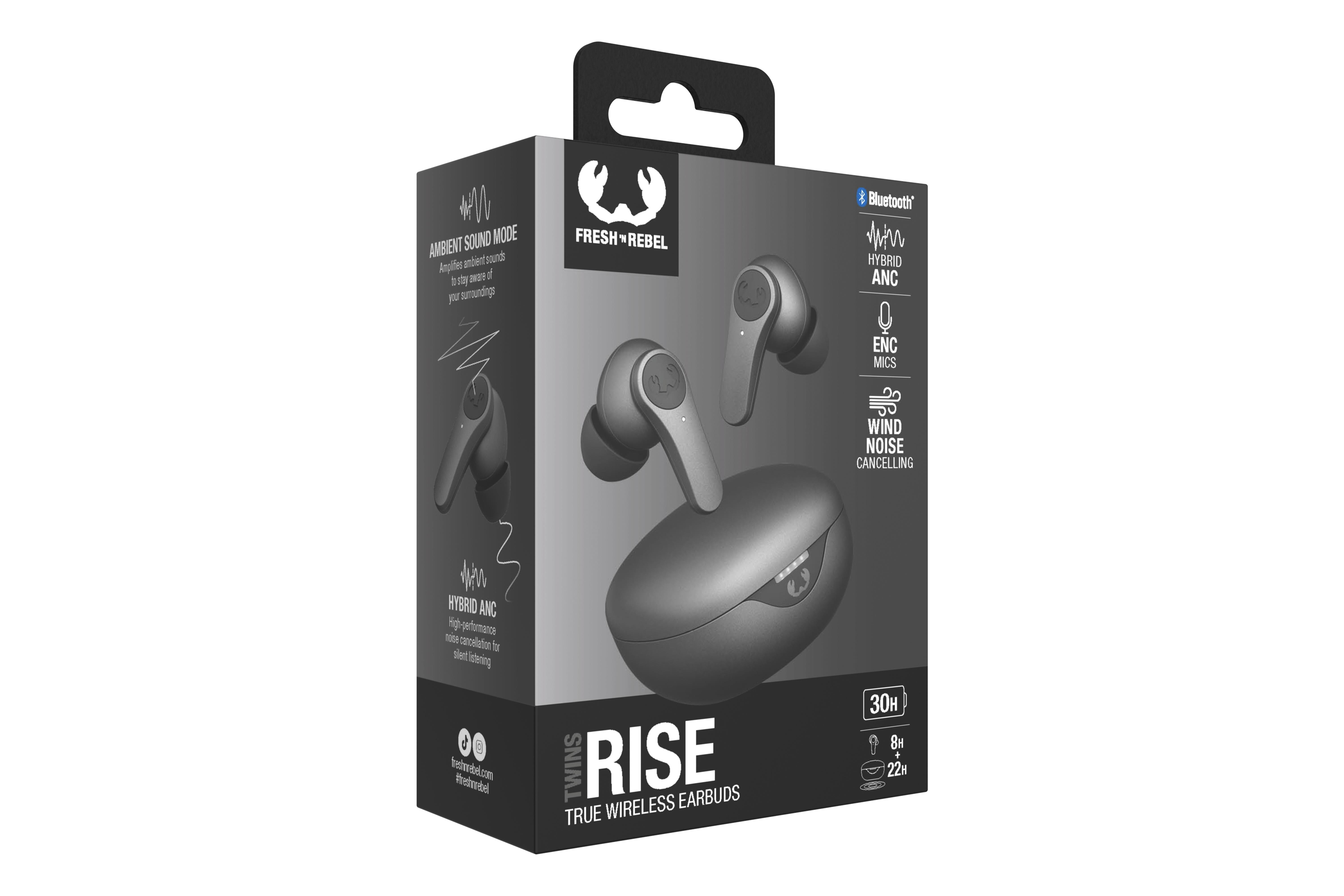Twins Rise TWS ANC ENC Bluetooth Kulak İçi Kulaklık Fırtına Grisi