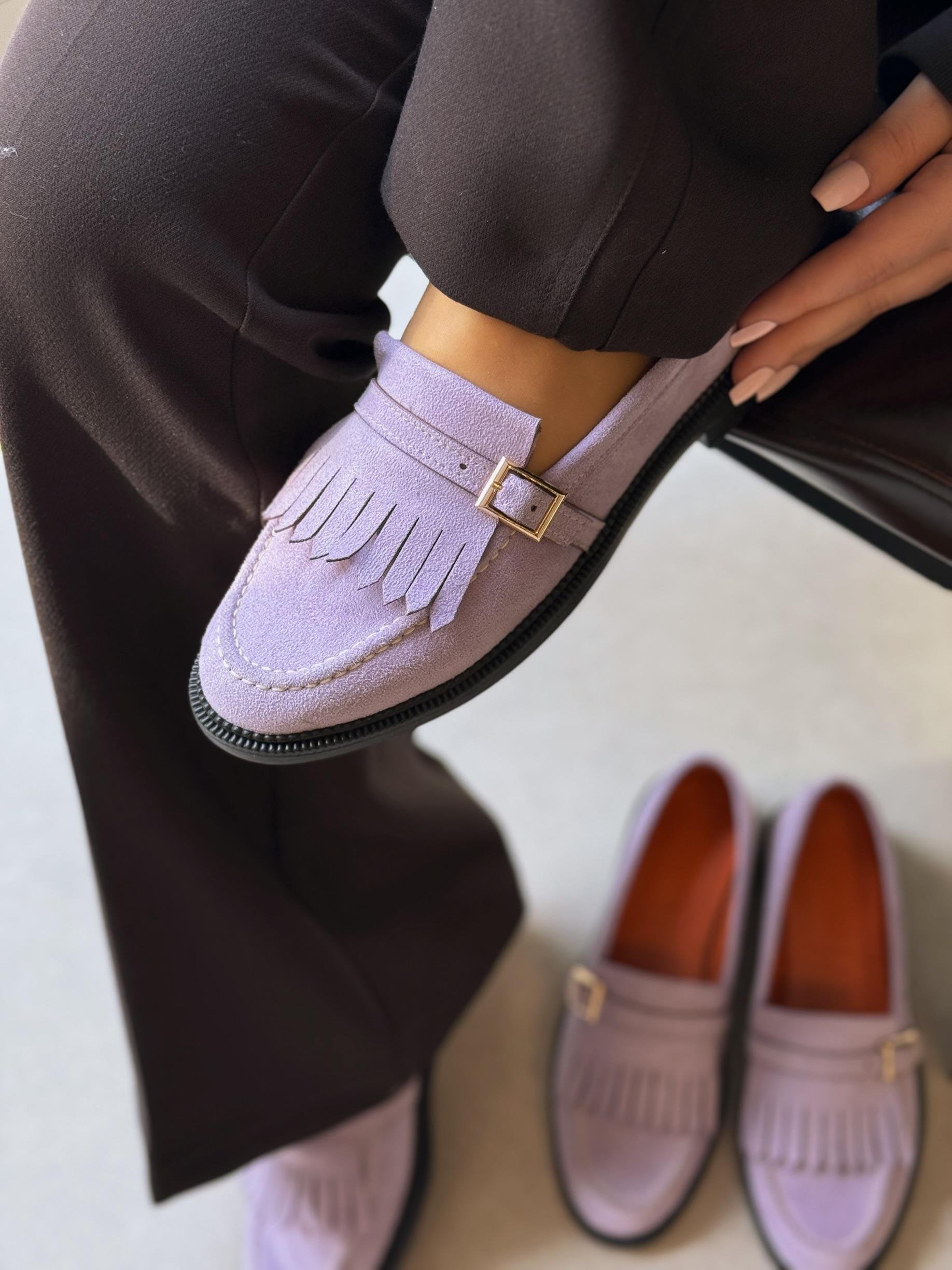 Jesy Püsküllü Toka Detaylı Lila Loafer