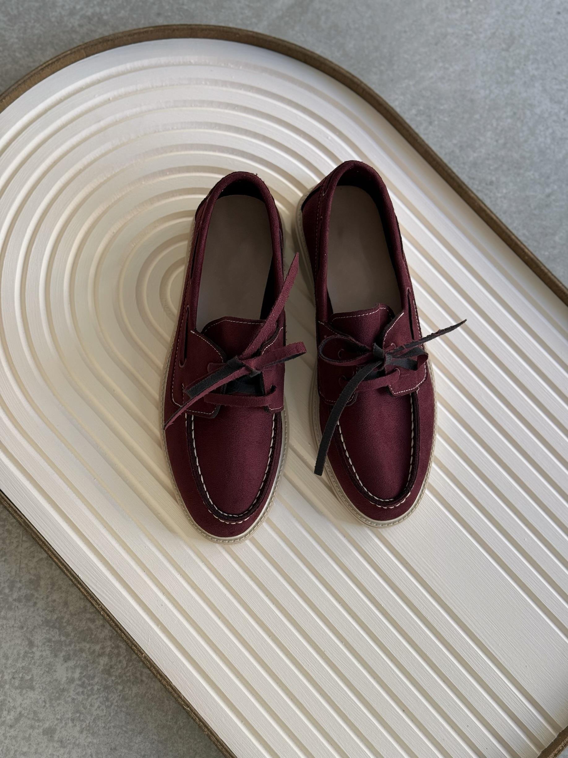 Lora Bordo Süet Makosen Ayakkabı