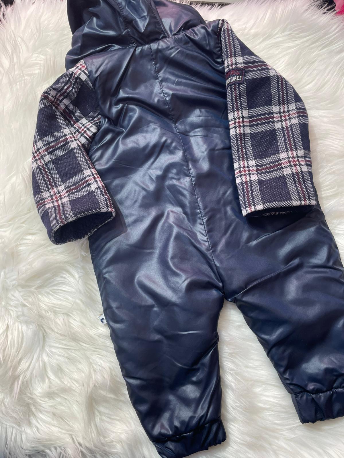  BEBEK CARAMEL BEBE LACİVERT KARELİ İÇİ POLARLI TULUM