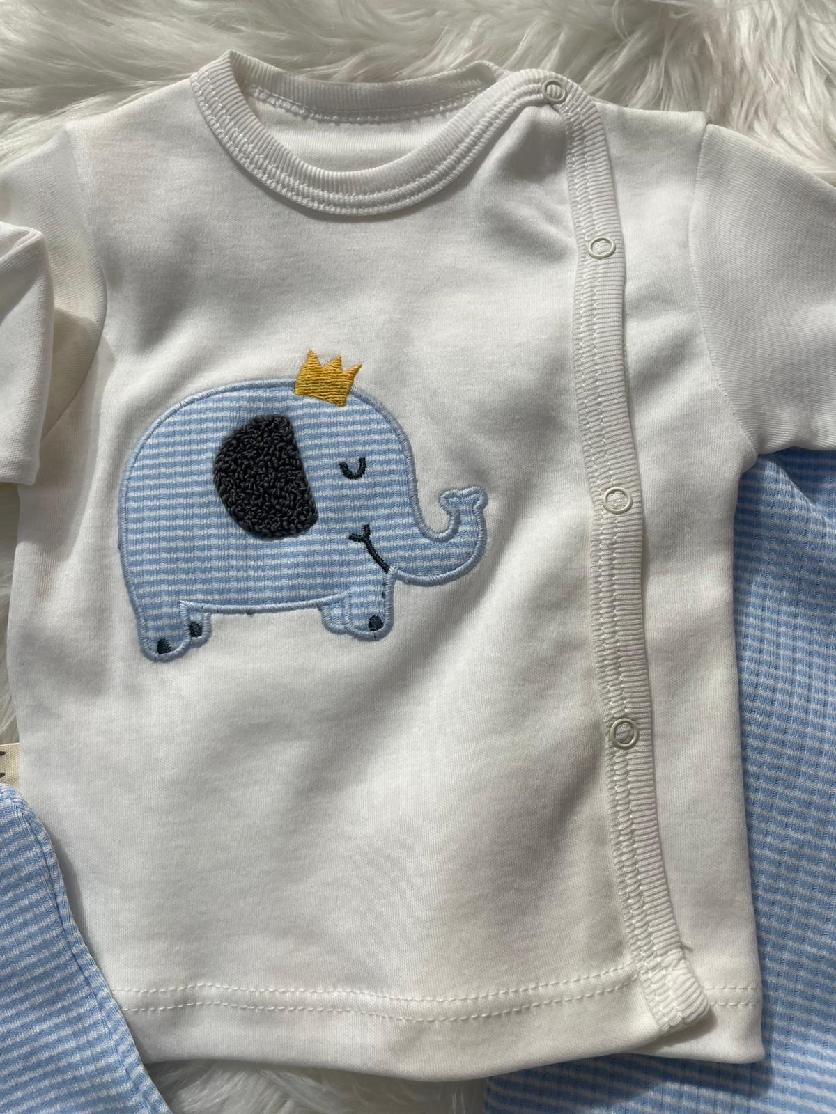  BEBEK MAVİ FİL DETAYLI 3'LÜ HASTANE ÇIKIŞI
