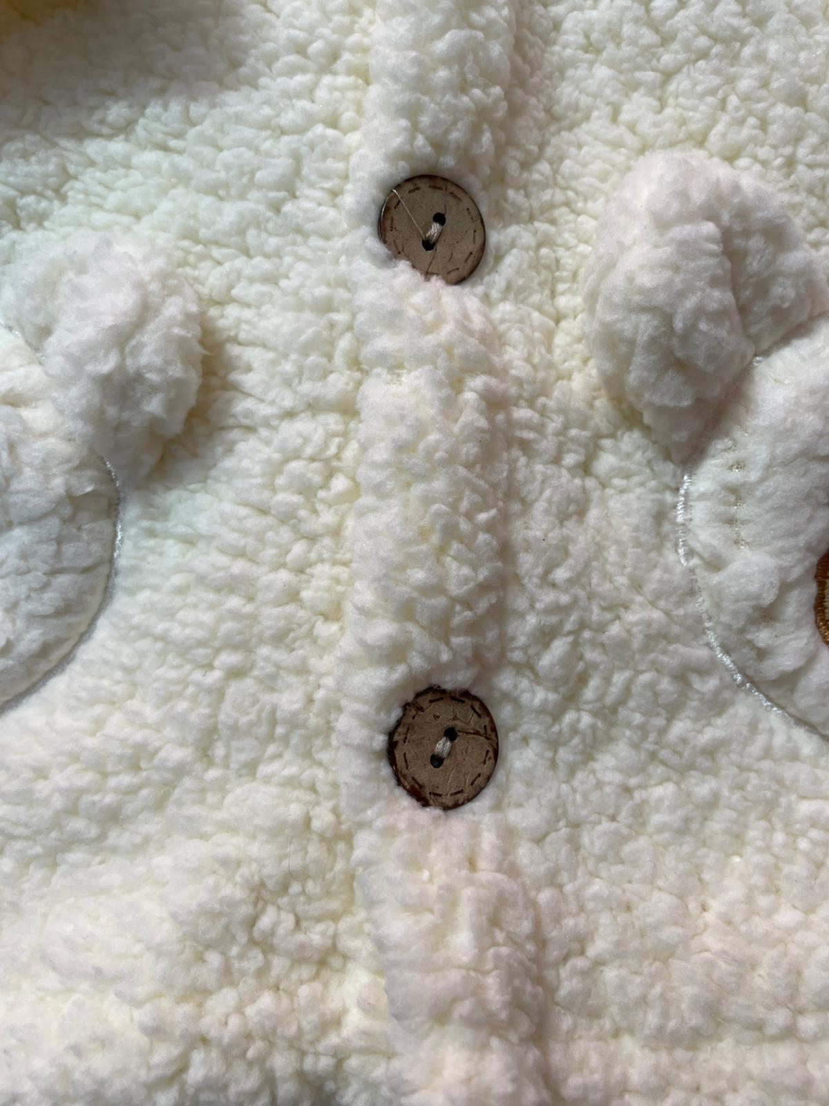  BEBEK PELUŞ KAPİŞONLU AYICIK DETAYLI POLAR CEKET