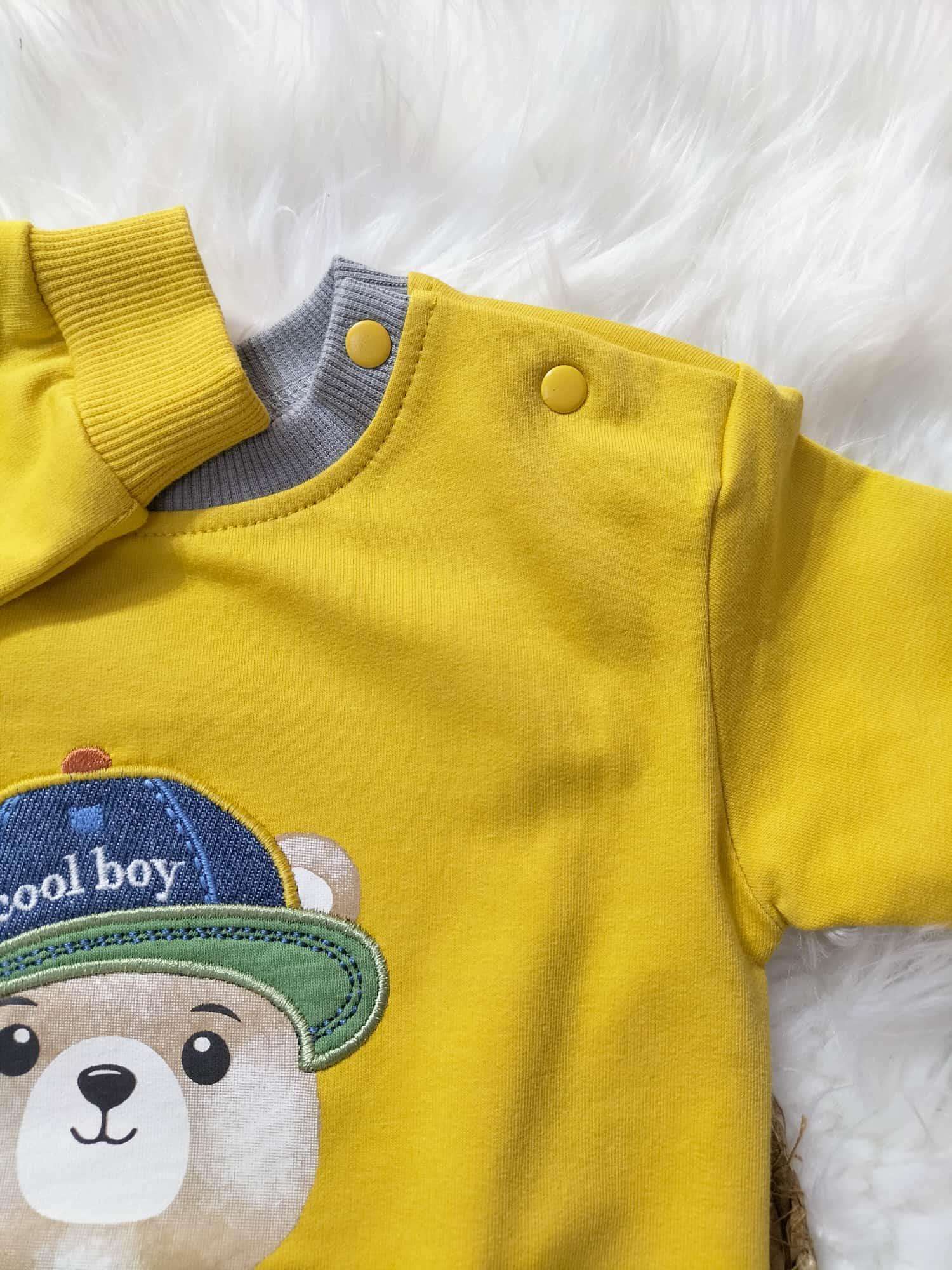  BEBEK SARI GRİ COOL BOYSWEATSHİRTLÜ 2'Lİ BEBEK