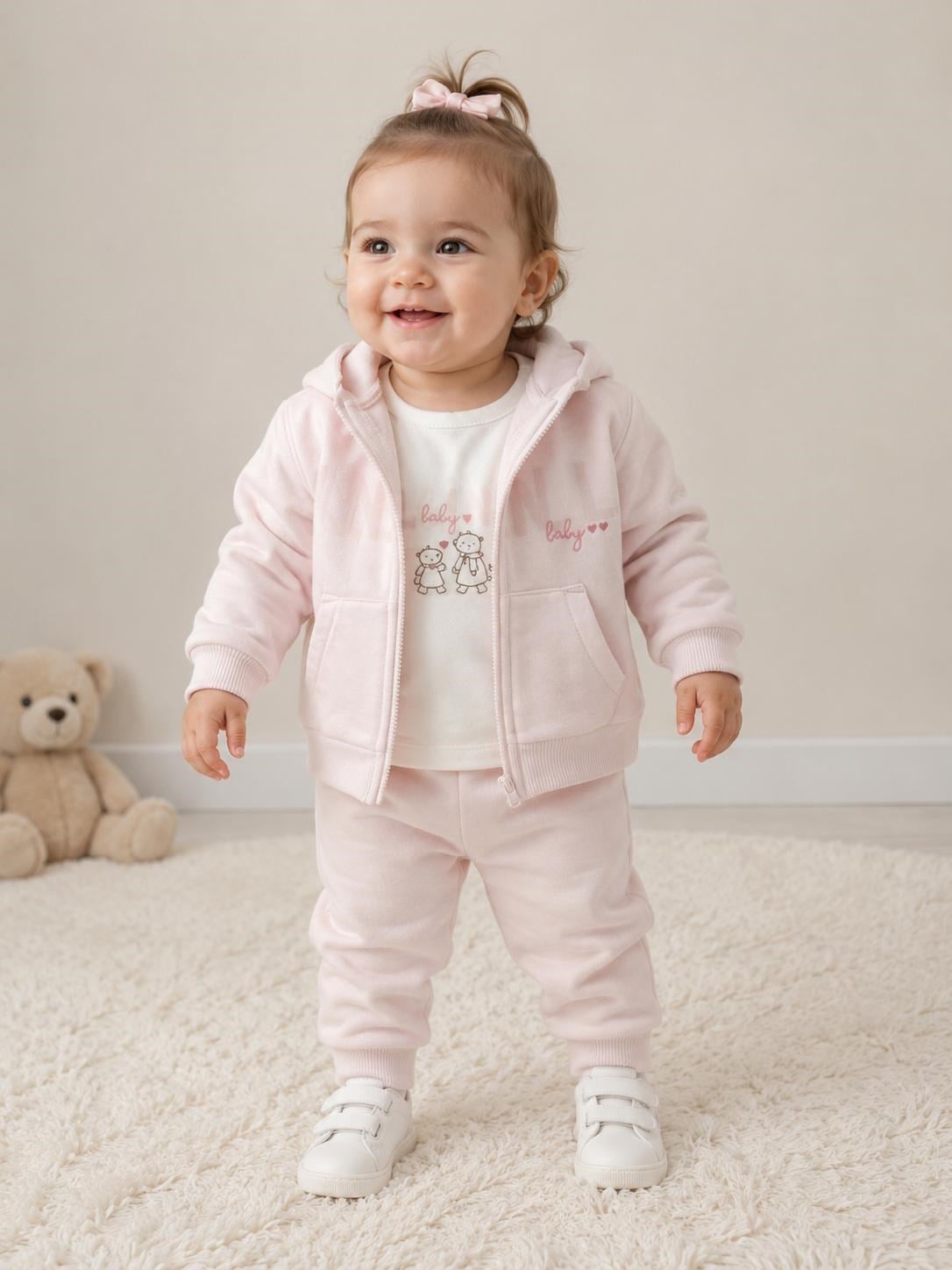  CAEAMELL KIZ BEBEK CEKETLİ ÜÇLÜ PENYE TAKIM
