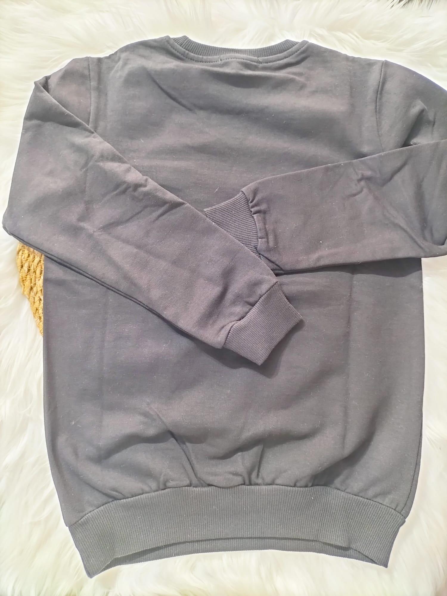  ÇOCUK CEP DETAYLI SİYAH 2 İPLİK SWEATSHİRT