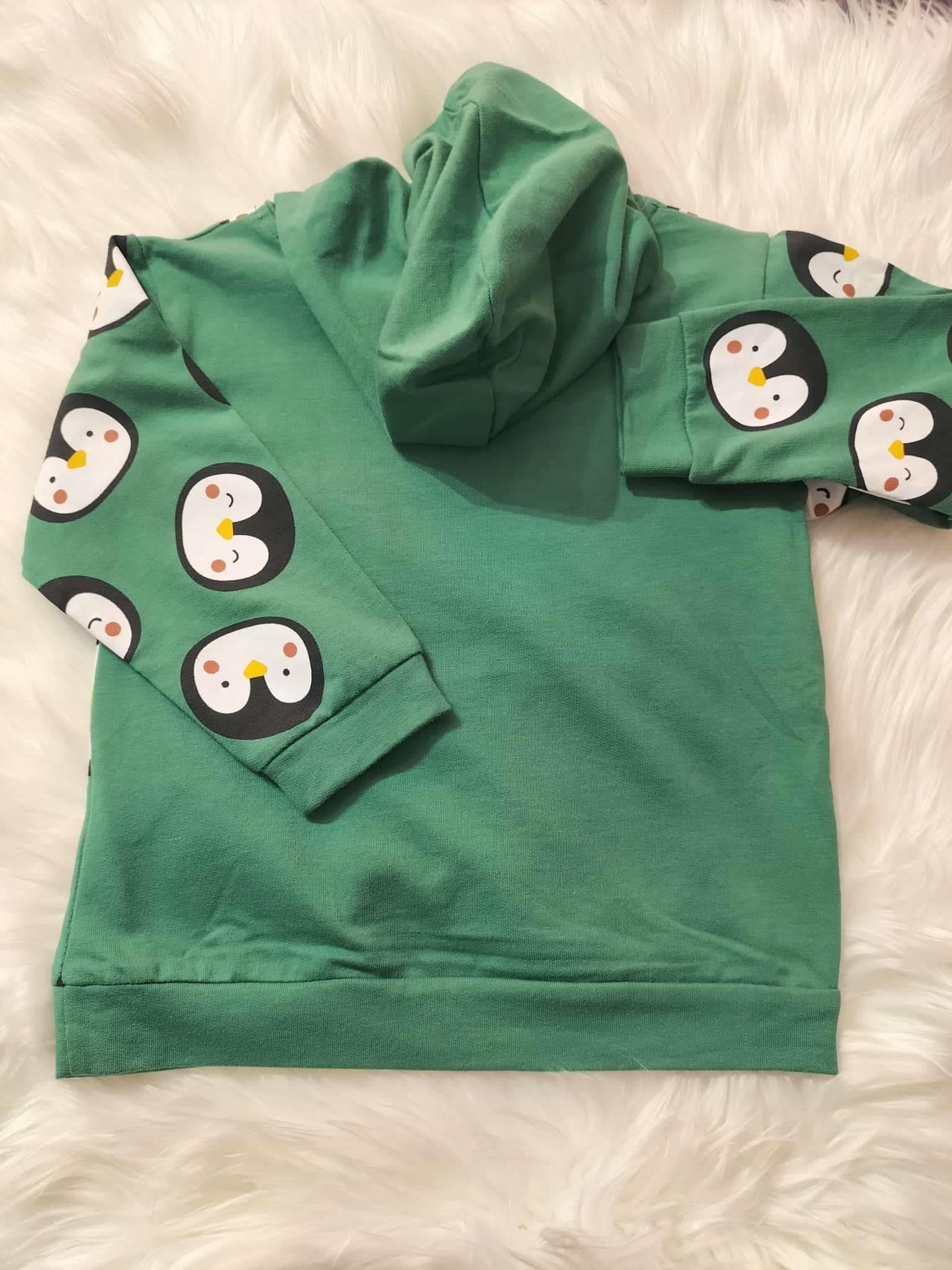  ÇOCUK PENGUEN DESENLİ KAPÜŞONLU 2 İPLİK SWEATSHİRT