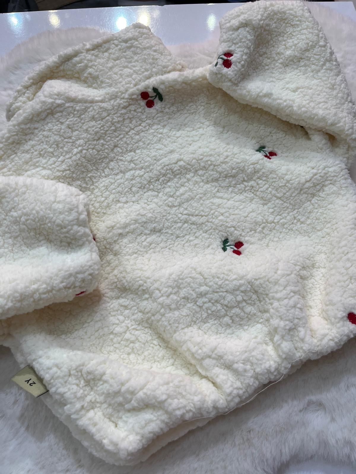  KIZ ÇOCUK KREM PELUŞ FERMUARLI CEKET
