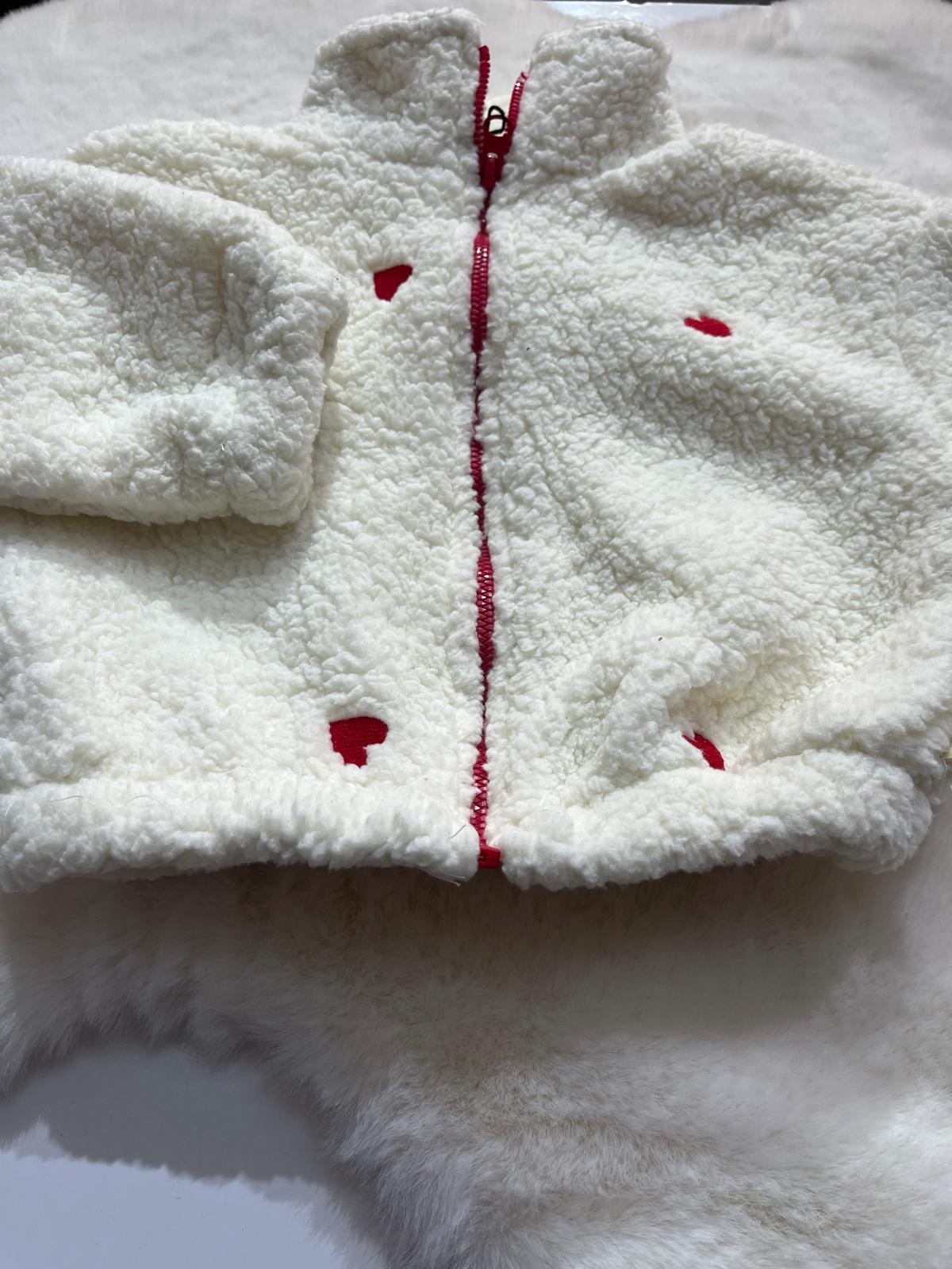  KIZ ÇOCUK KREM PELUŞ FERMUARLI CEKET