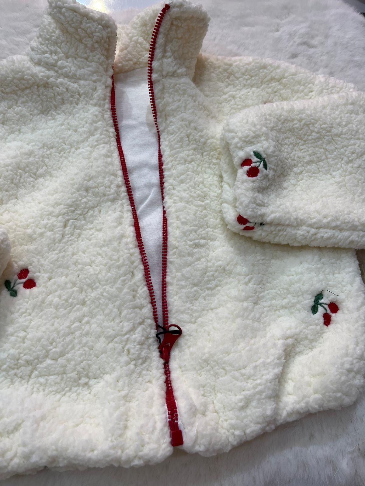  KIZ ÇOCUK KREM PELUŞ FERMUARLI CEKET