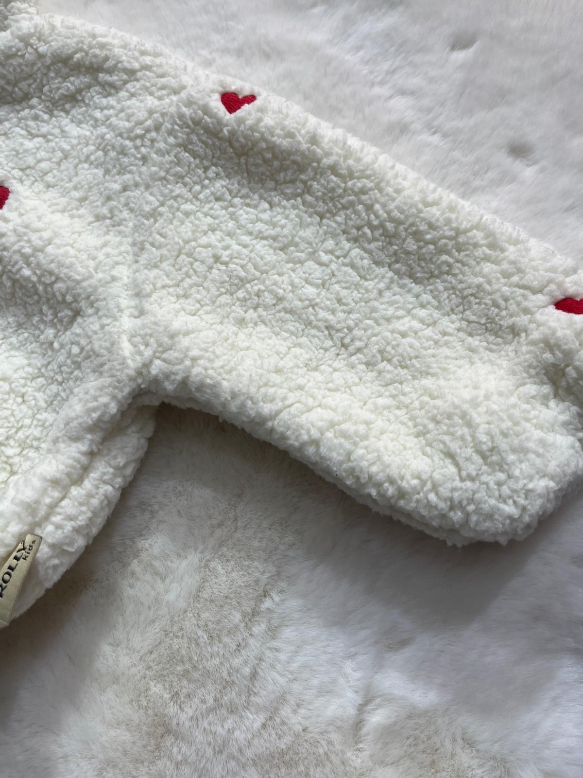  KIZ ÇOCUK KREM PELUŞ FERMUARLI CEKET
